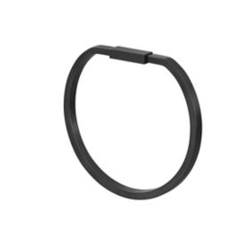 GoodHome Elland Matt Black Steel Wall-mounted Towel ring (W)19.4cm