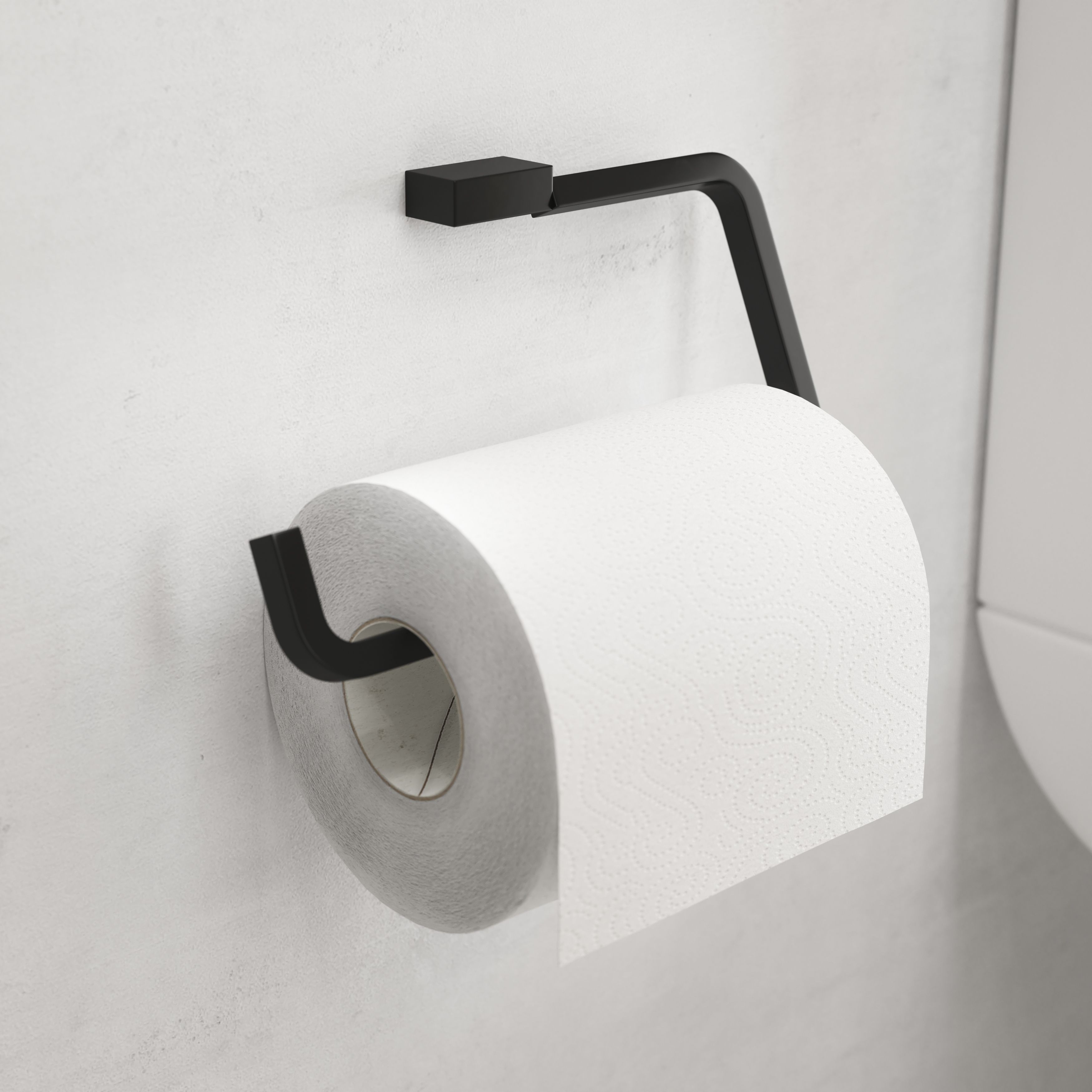 GoodHome Elland Matt Black Wall-mounted Toilet roll holder (W)1700mm ...