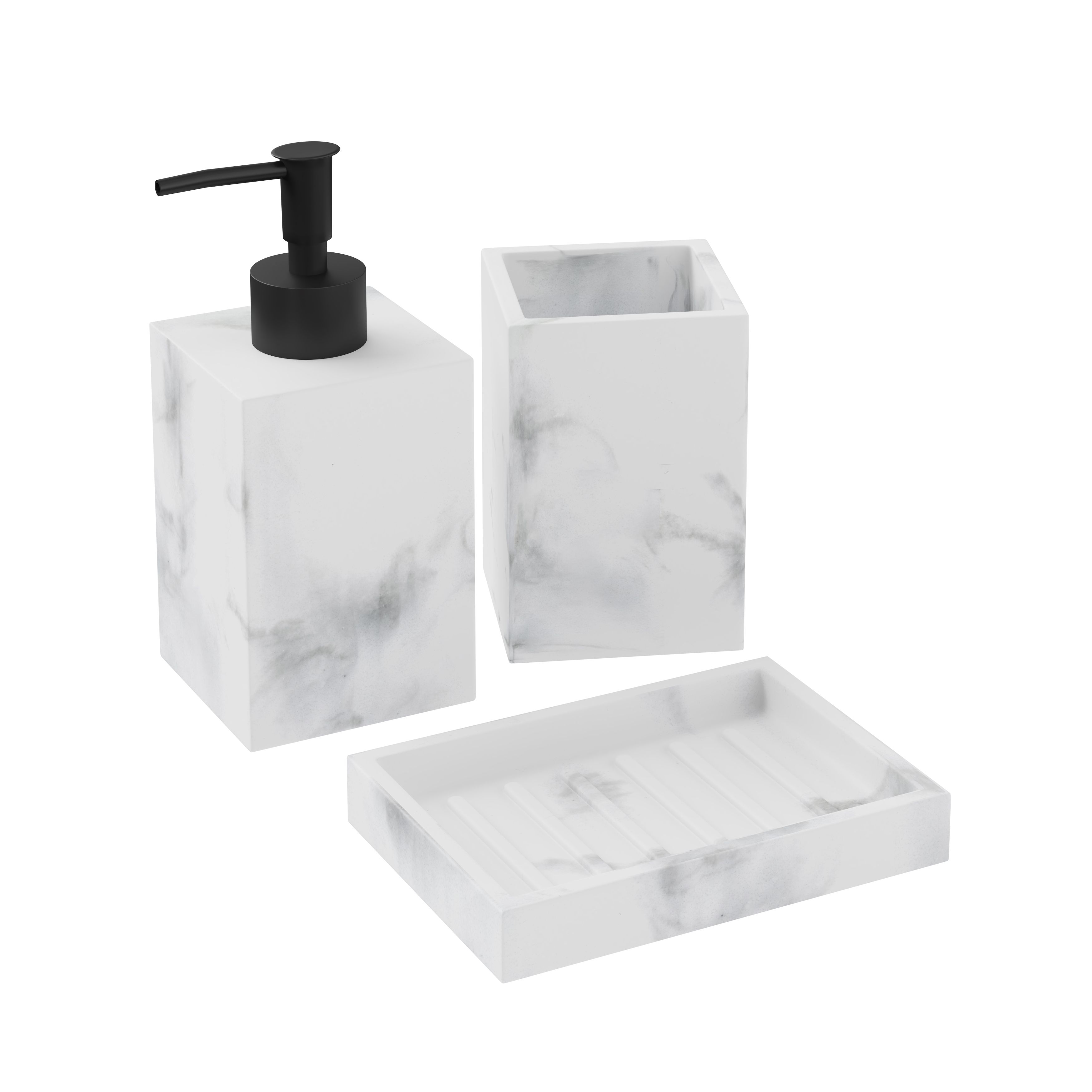 GoodHome Elland Matt Marble effect Polyresin Soap dish