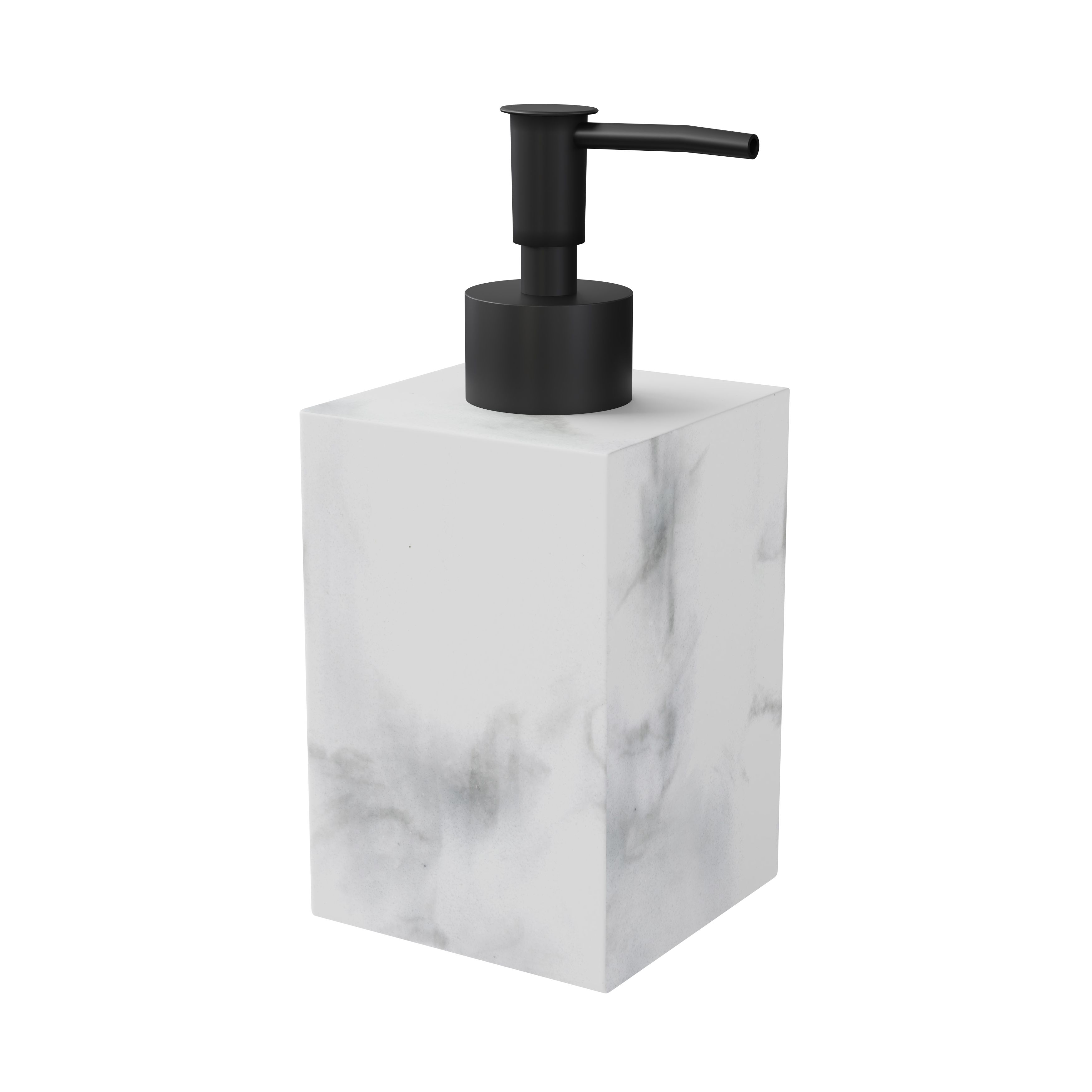 GoodHome Elland Matt White, grey Marble effect Polyresin Freestanding Soap dispenser