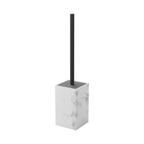 GoodHome Elland Polymer resin, silicone & stainless steel Marble effect Toilet brush & holder