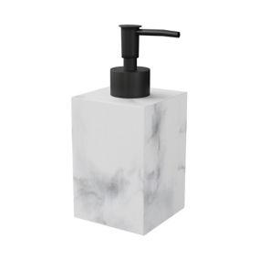 GoodHome Elland White, grey Marble effect Freestanding Soap dispenser