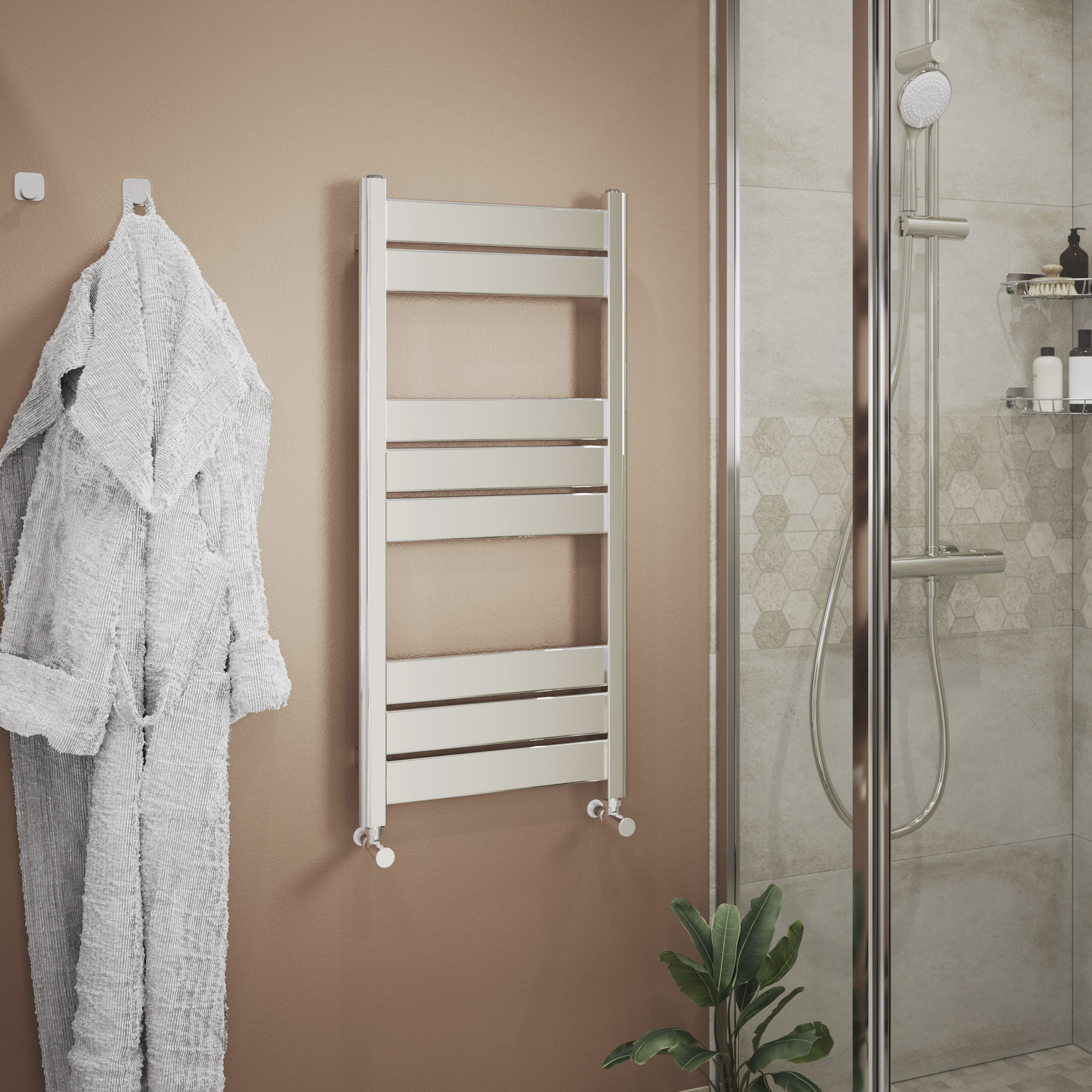 GoodHome Ellesmere 743BTU Vertical Towel radiator (W)450mm x (H)974mm