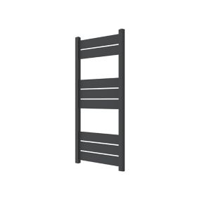 GoodHome Ellesmere Vertical Towel radiator, Anthracite (W)450mm (H)974mm