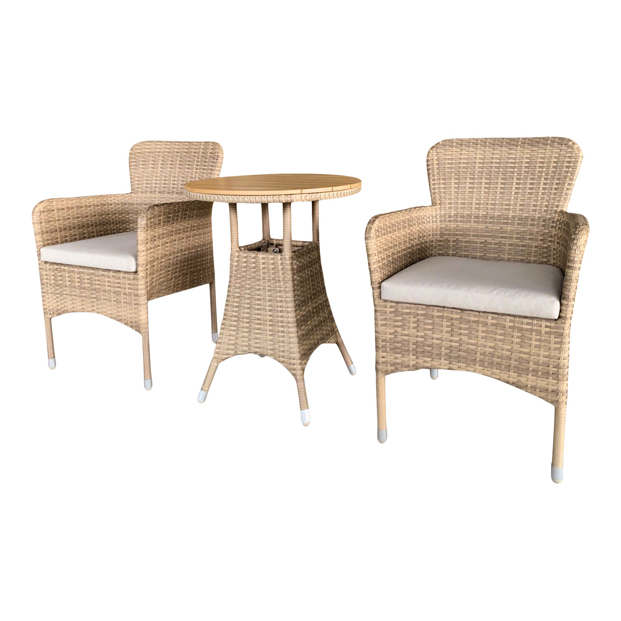 GoodHome Elos Beige Rattan effect 2 seater Bistro set