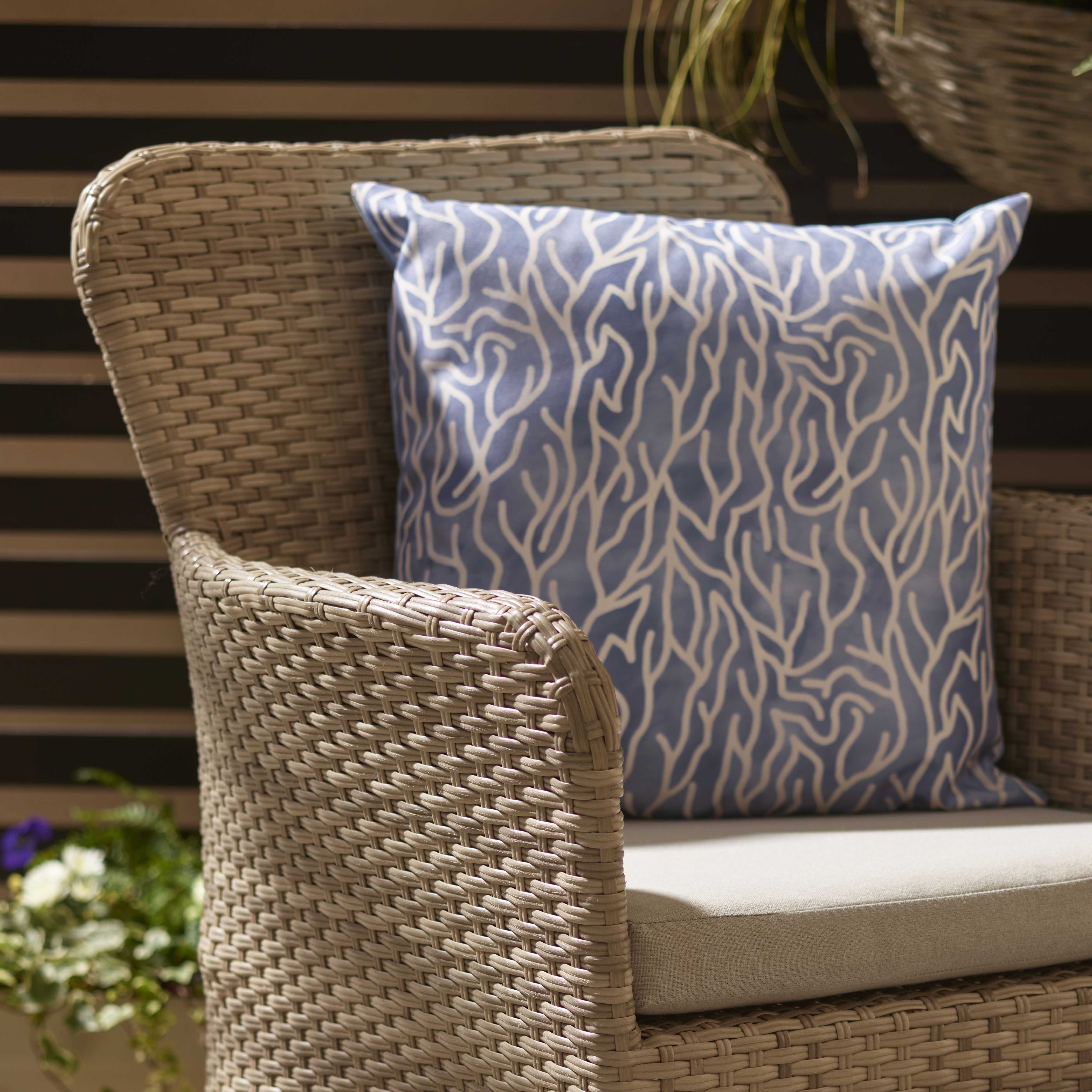 GoodHome Elos Beige Rattan effect 2 seater Bistro set