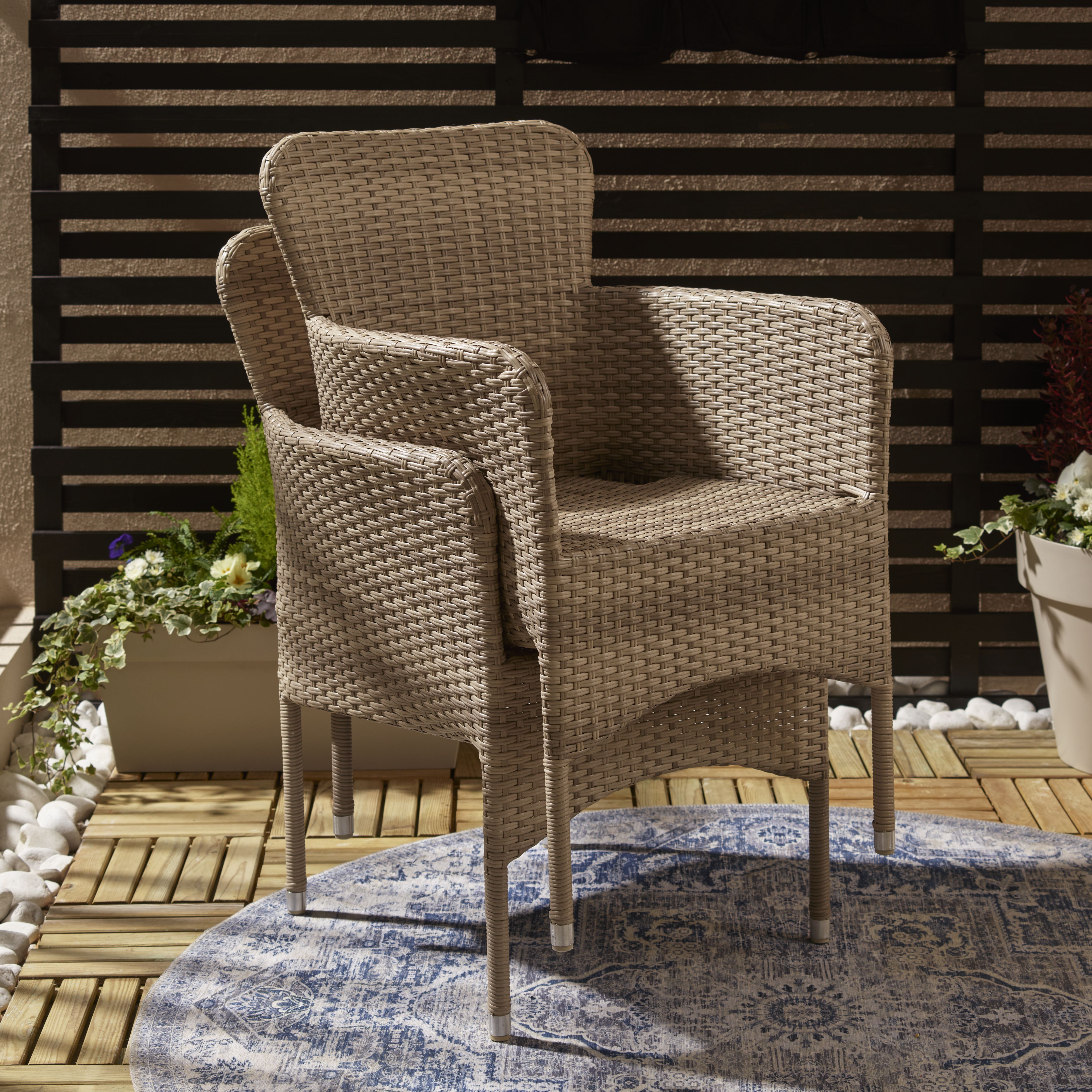 GoodHome Elos Beige Rattan effect 2 seater Bistro set