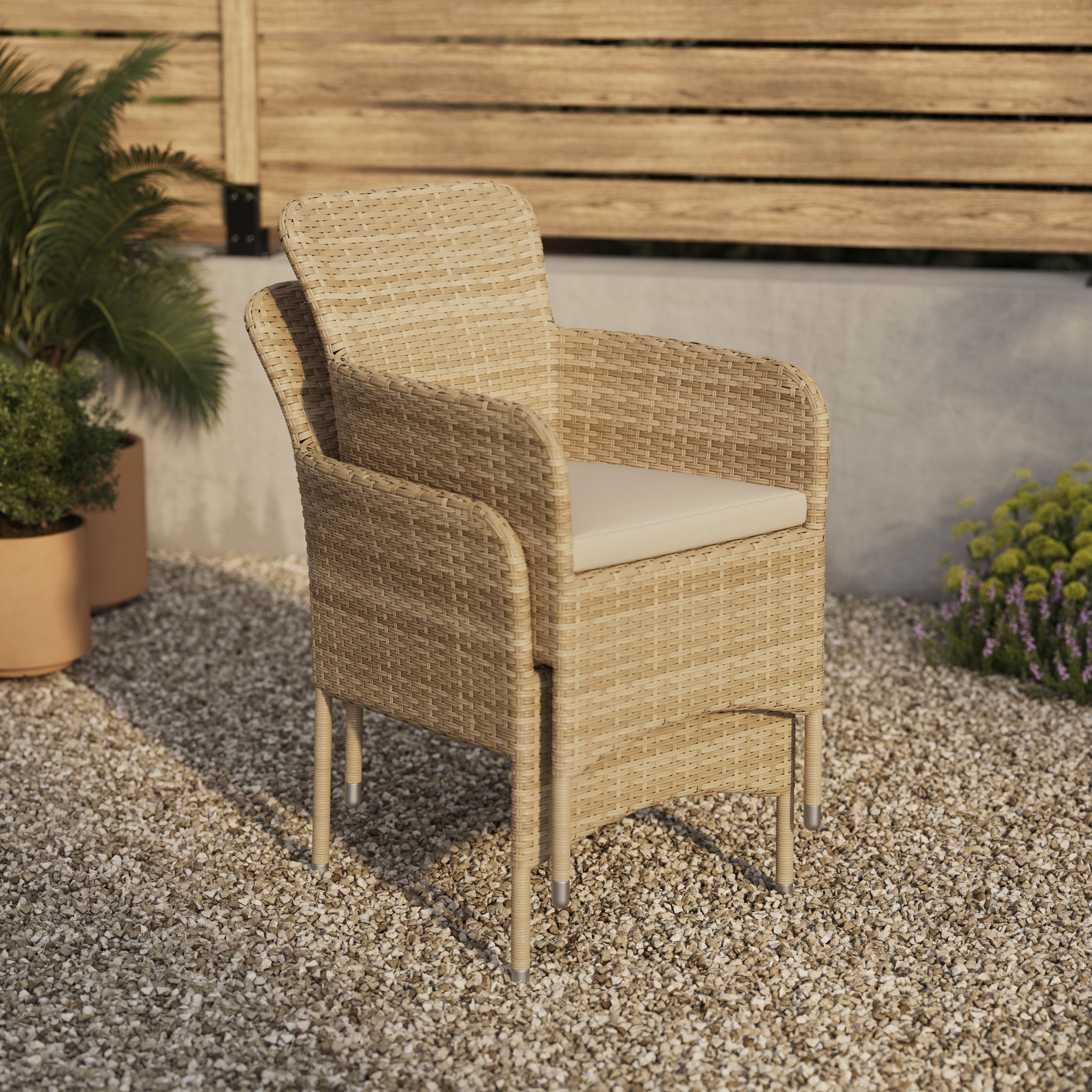 GoodHome Elos Beige Rattan effect 4 seater Dining set