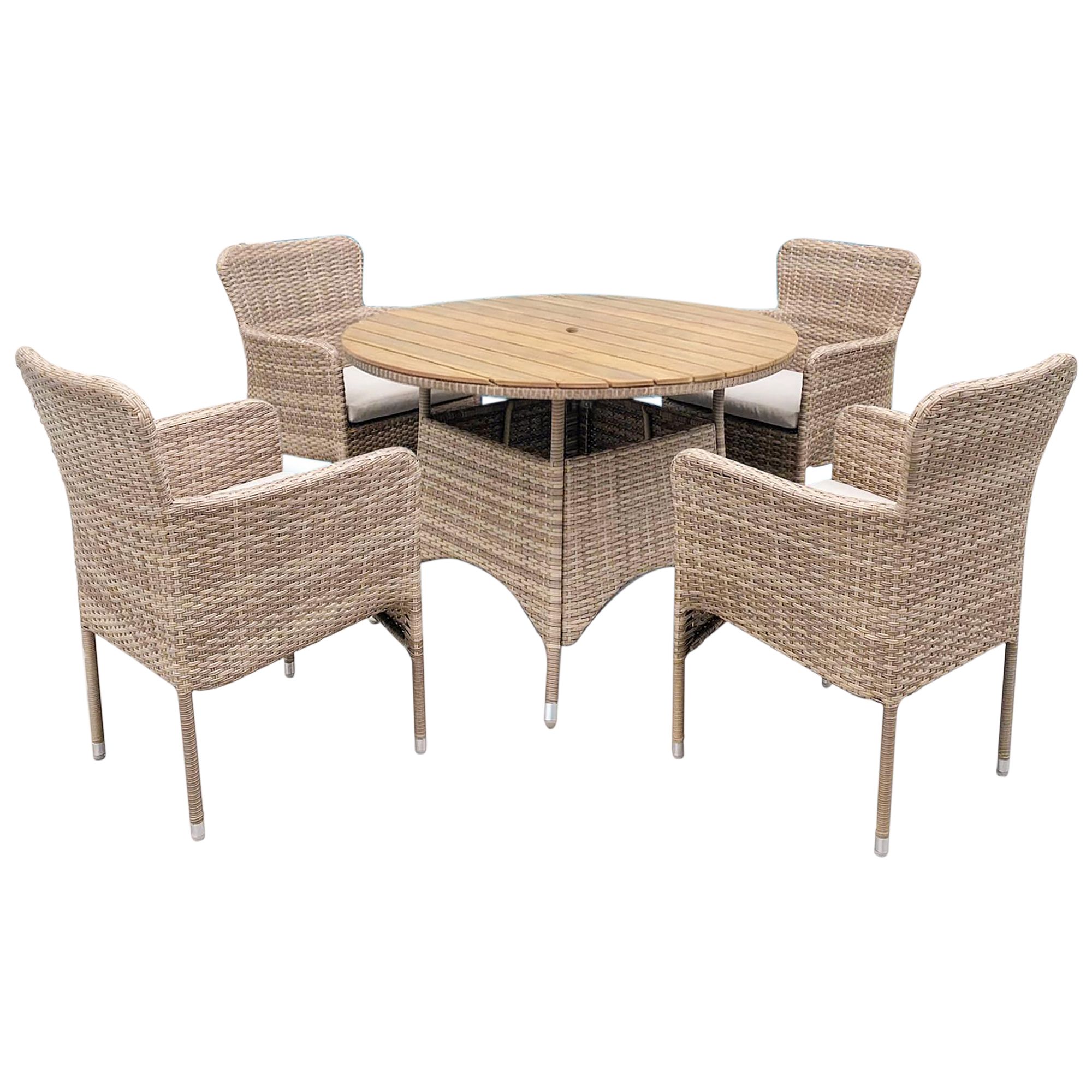 GoodHome Elos Beige Rattan effect 4 seater Dining set