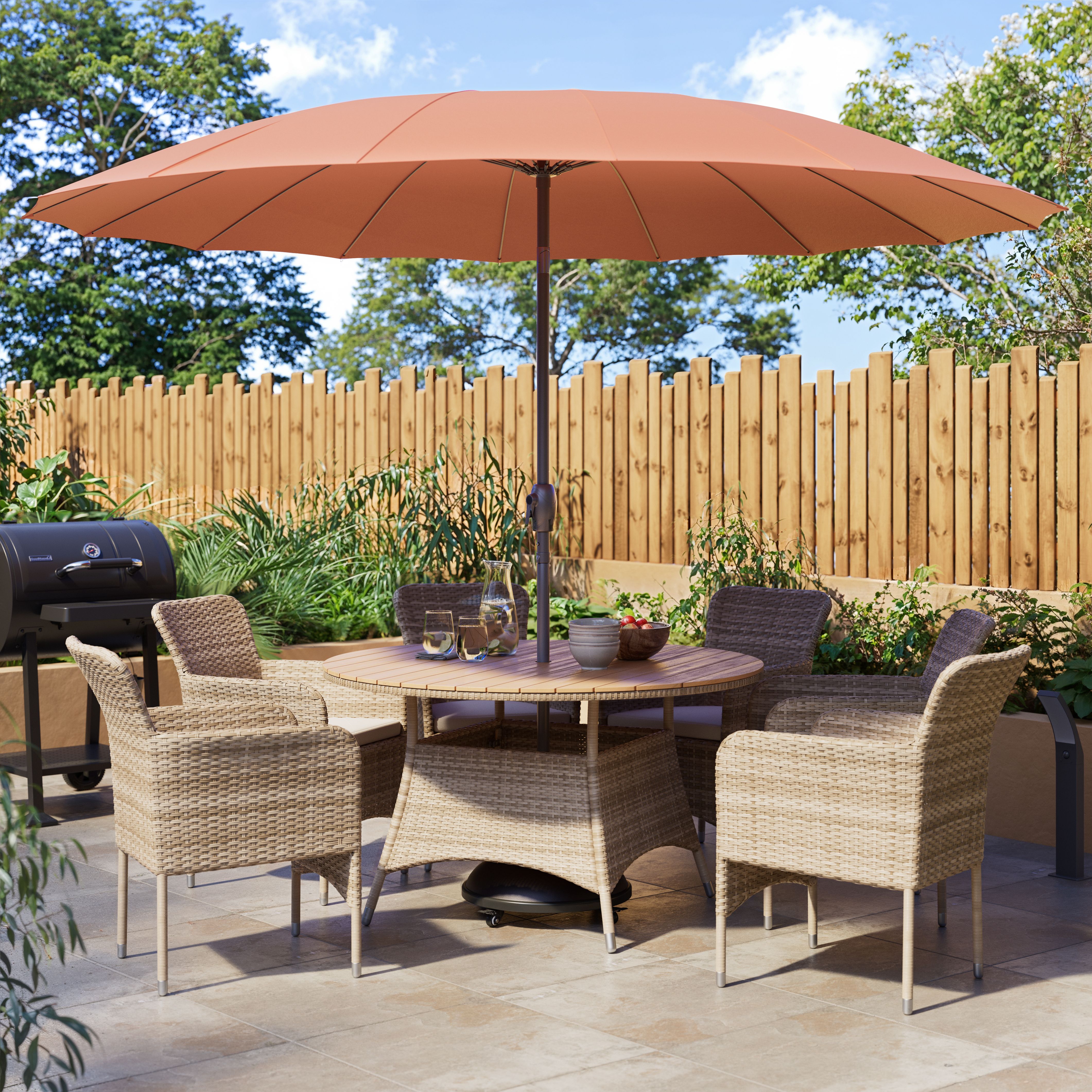 Elos Rattan effect 6 seater Dining set