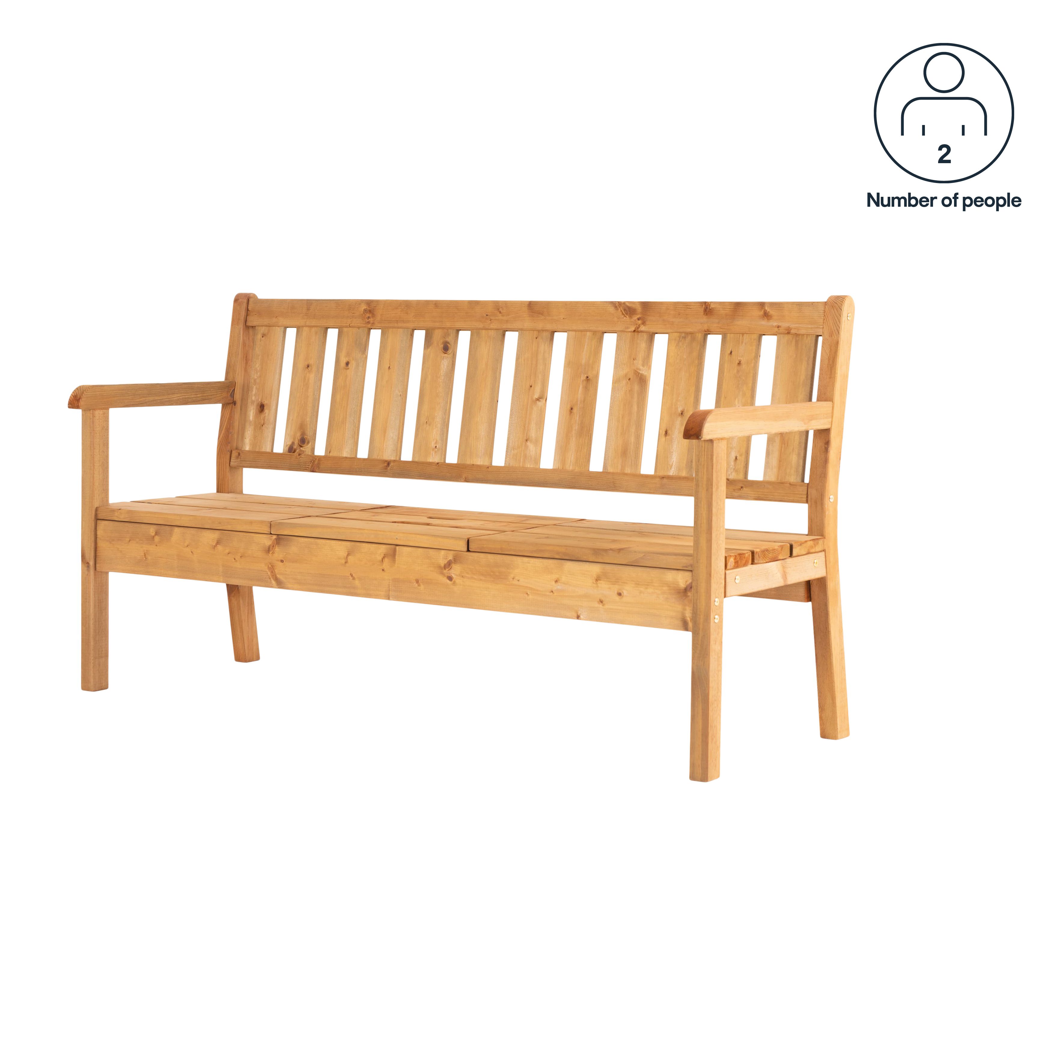 GoodHome Elounda Wooden 2 seater Bench with Side table (W)159cm (H)92.5cm