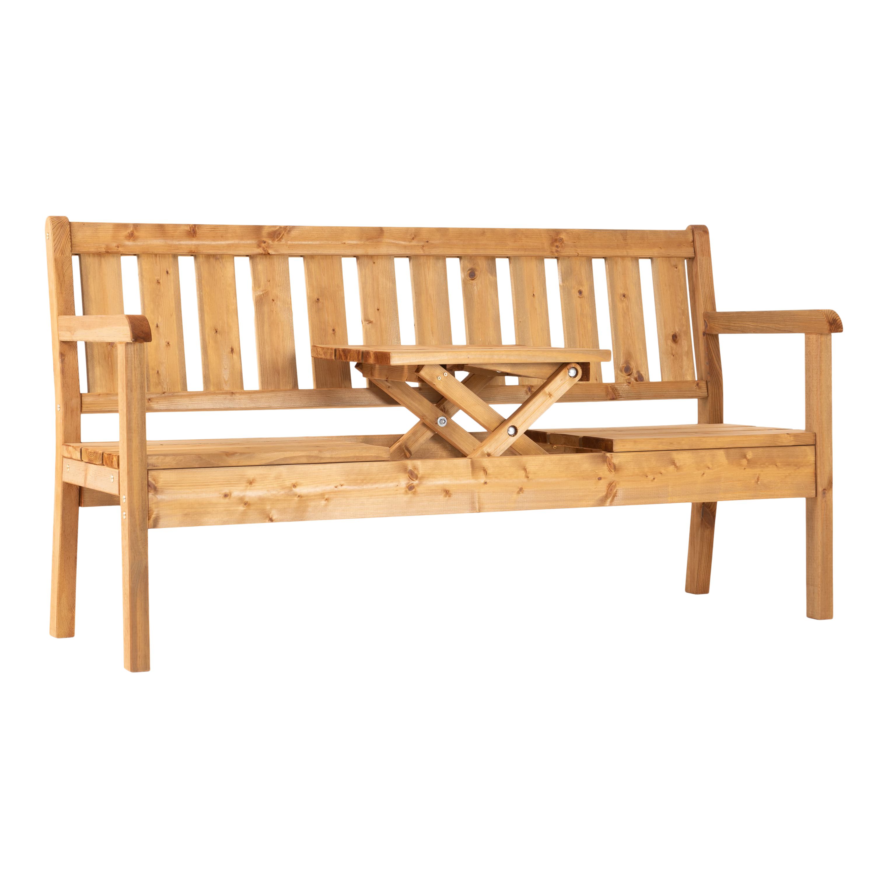 GoodHome Elounda Wooden 2 seater Bench with Side table (W)159cm (H)92.5cm