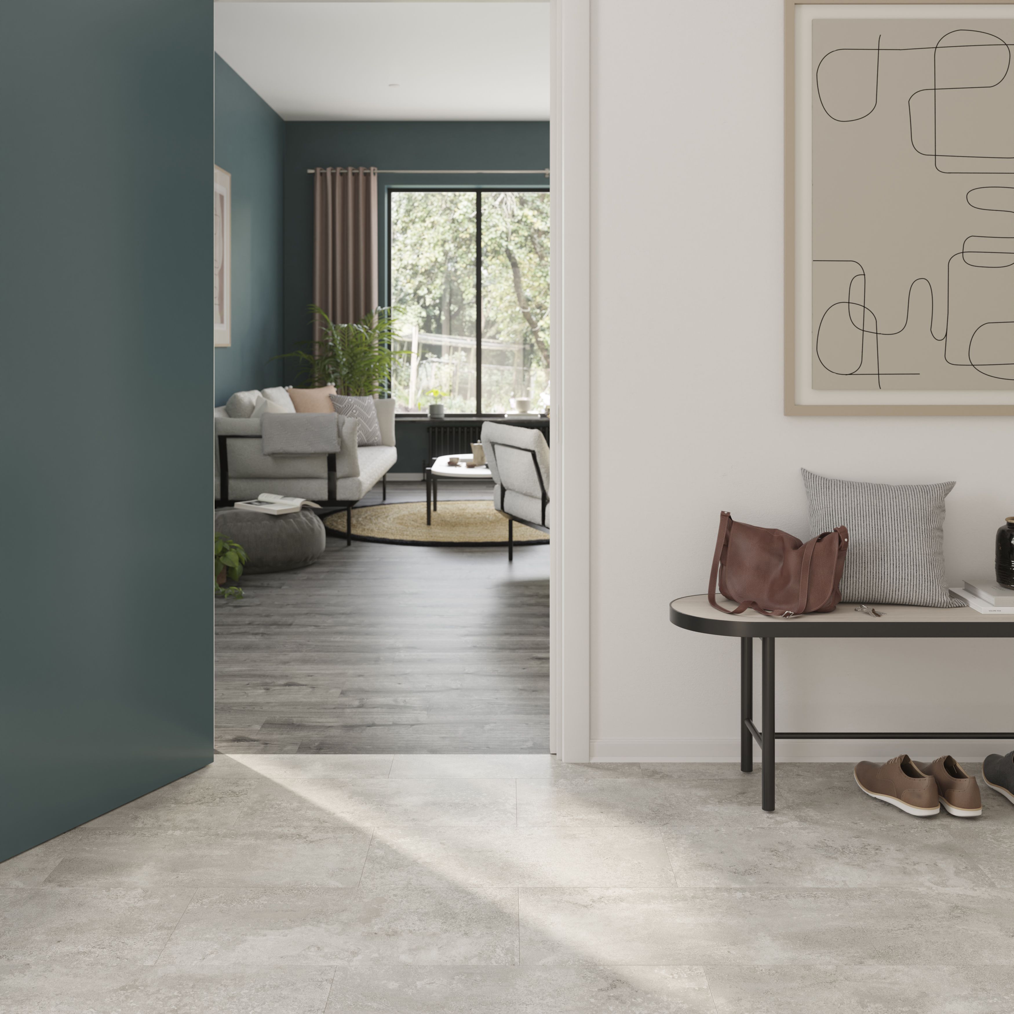 GoodHome Elstree Natural Stone effect Laminate Flooring, 2.535m²