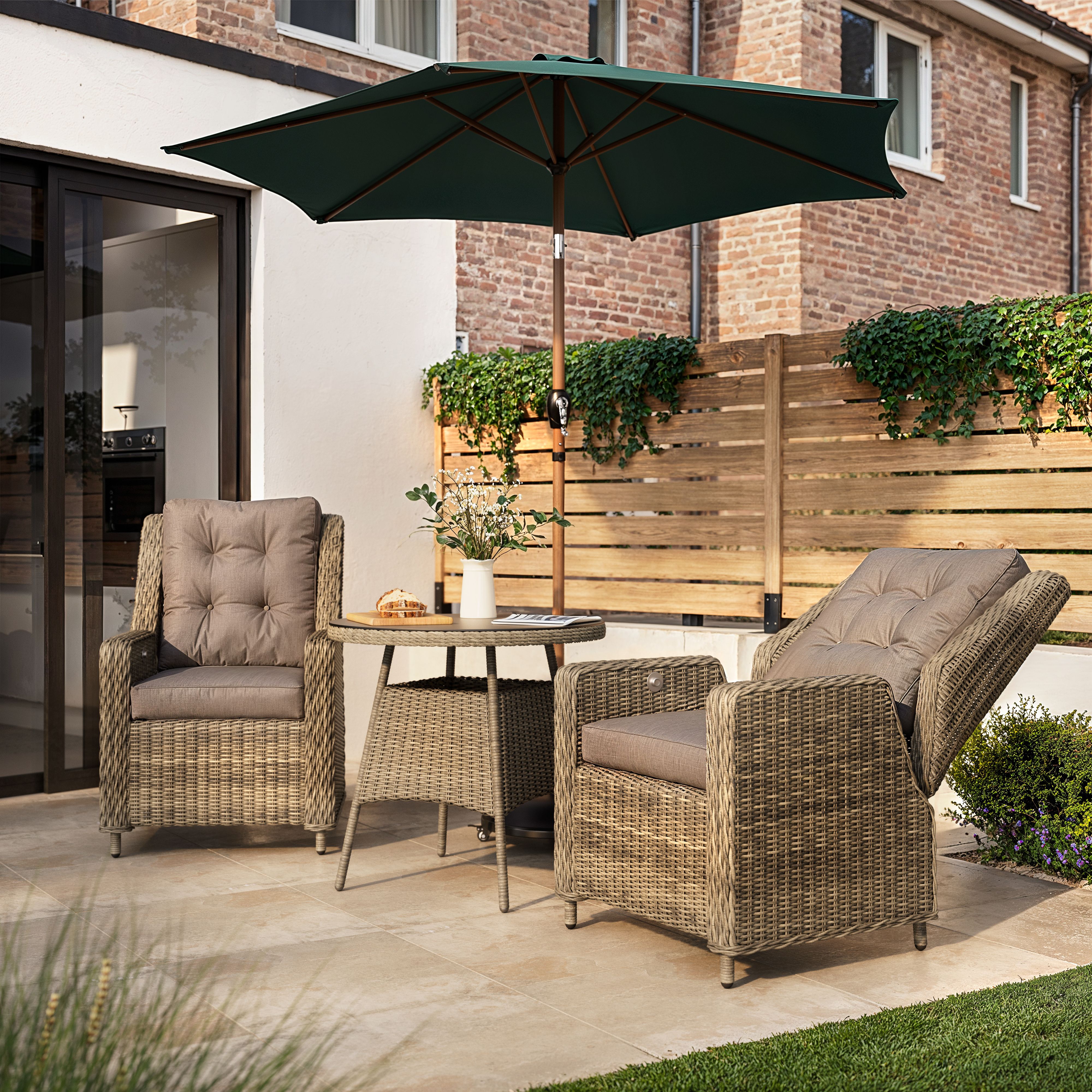 Emali Rattan effect 2 seater Bistro set