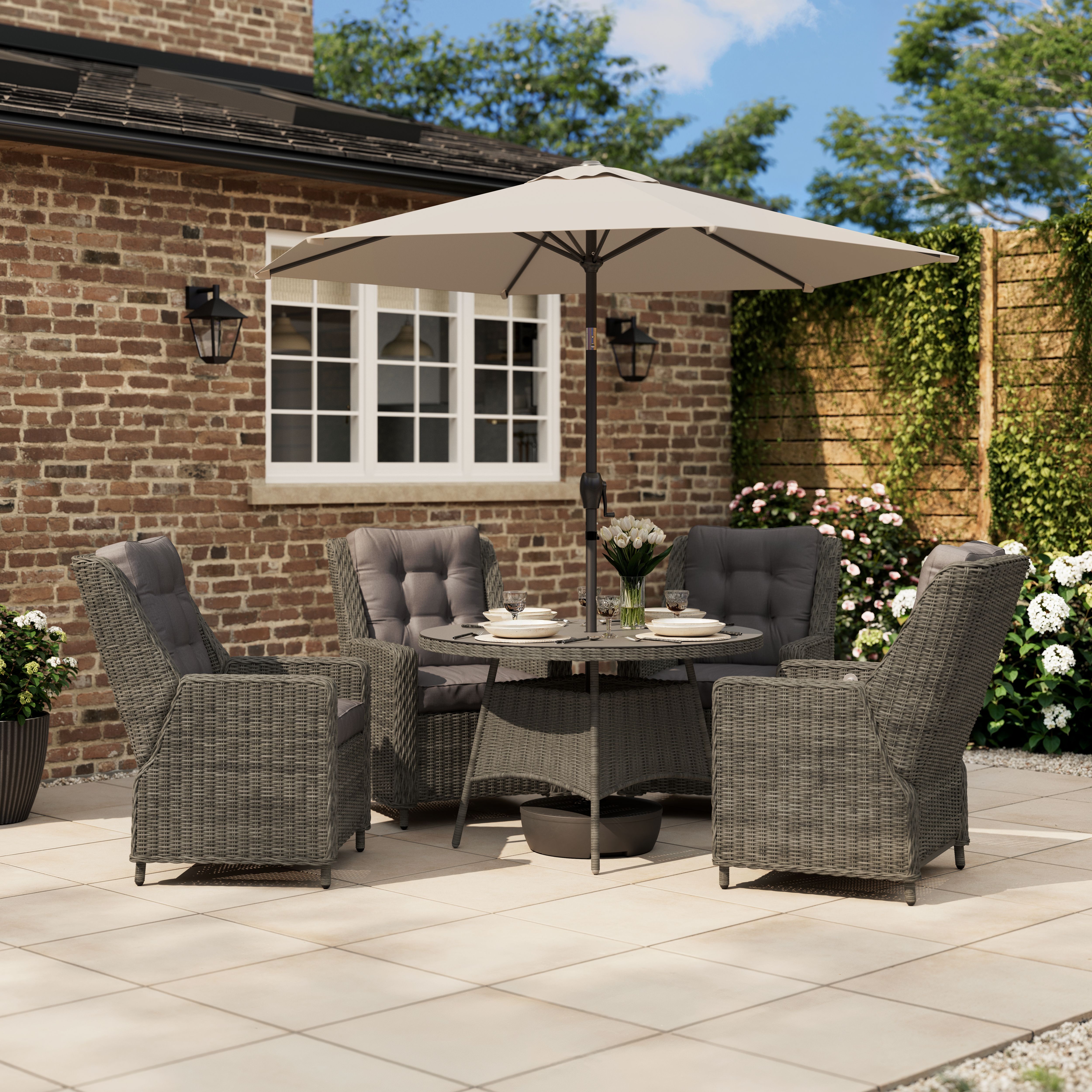 GoodHome Emali Brown Rattan effect 4 seater Dining set