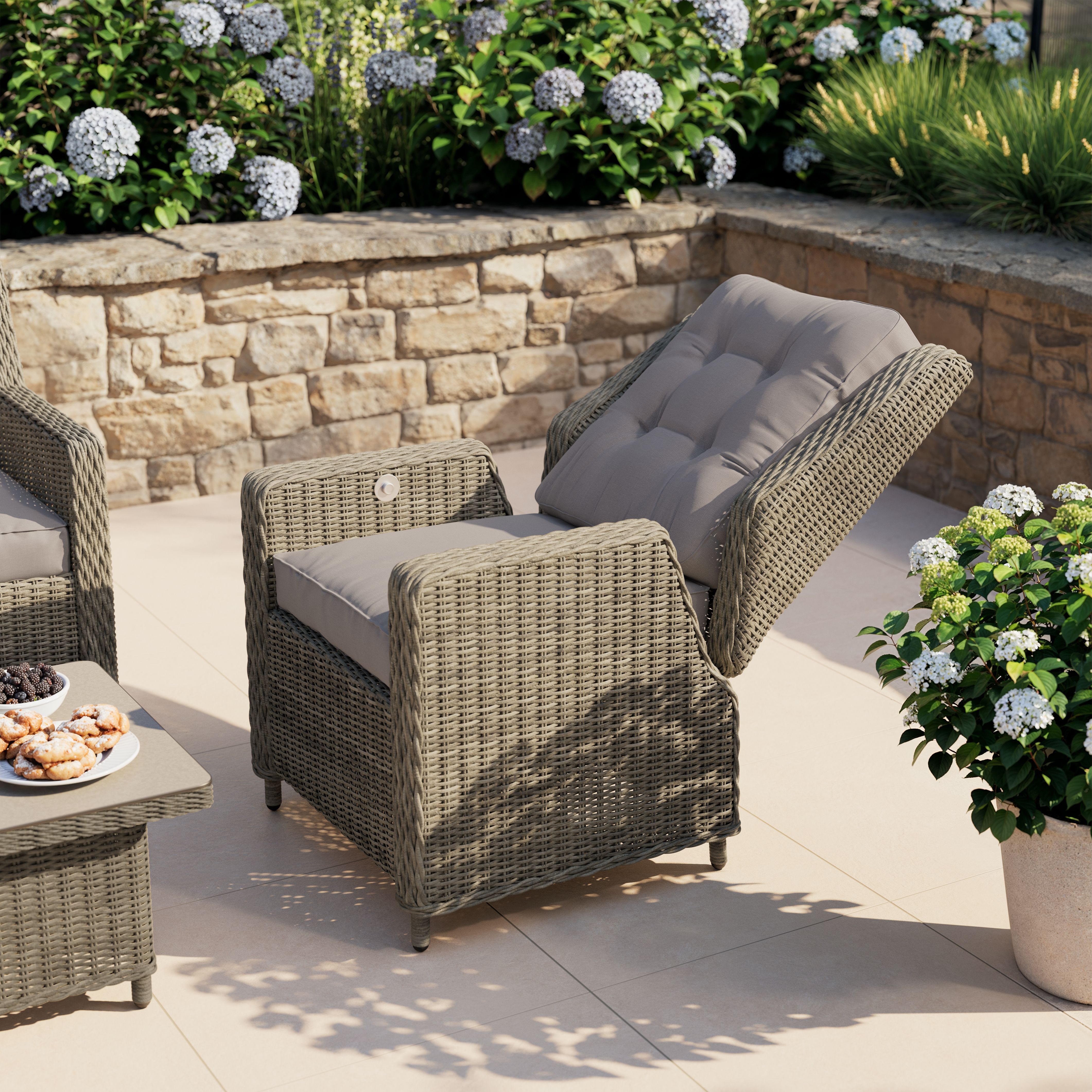 GoodHome Emali Matt Brown Rattan effect 4 Seater Coffee set