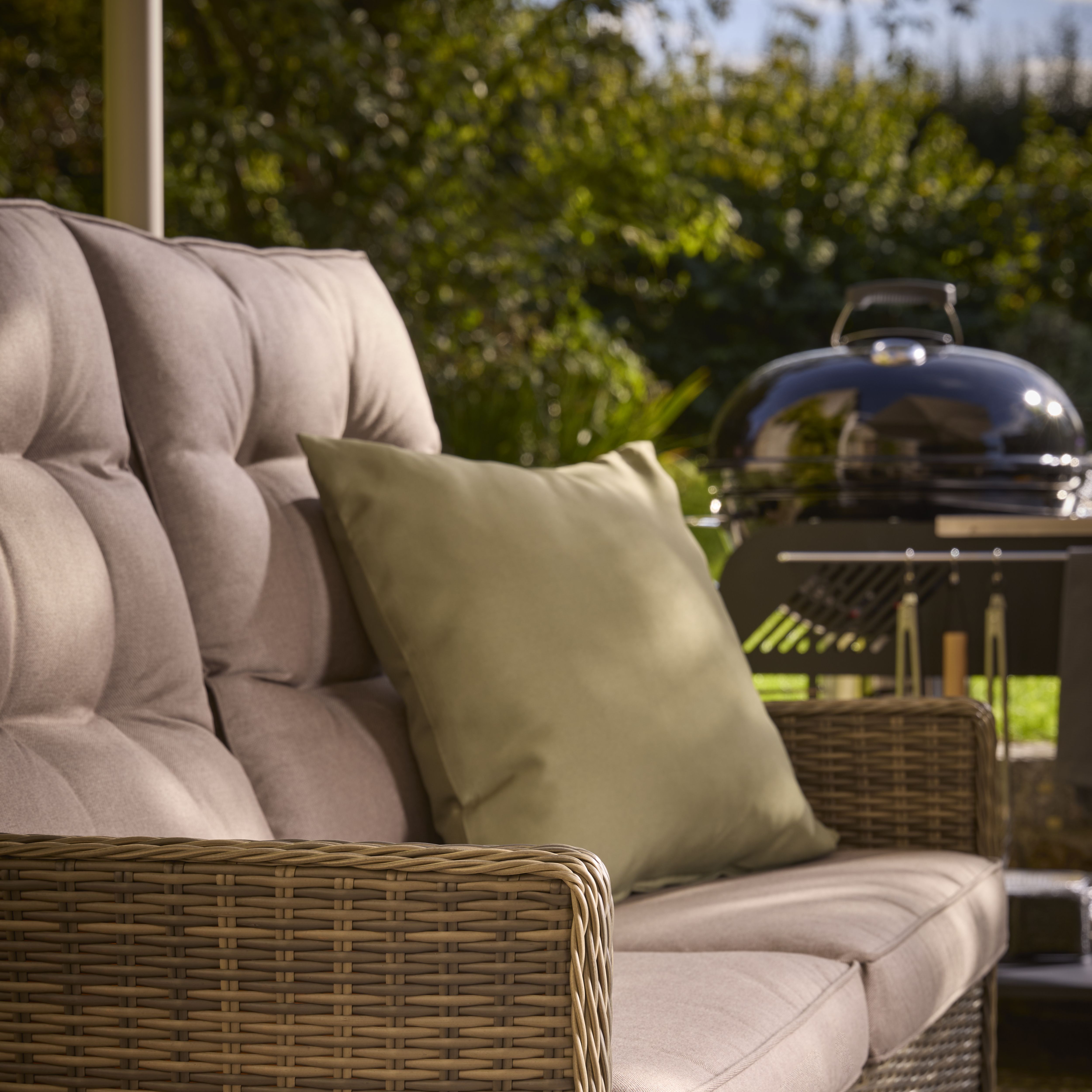 GoodHome Emali Matt Brown Rattan effect 4 Seater Coffee set