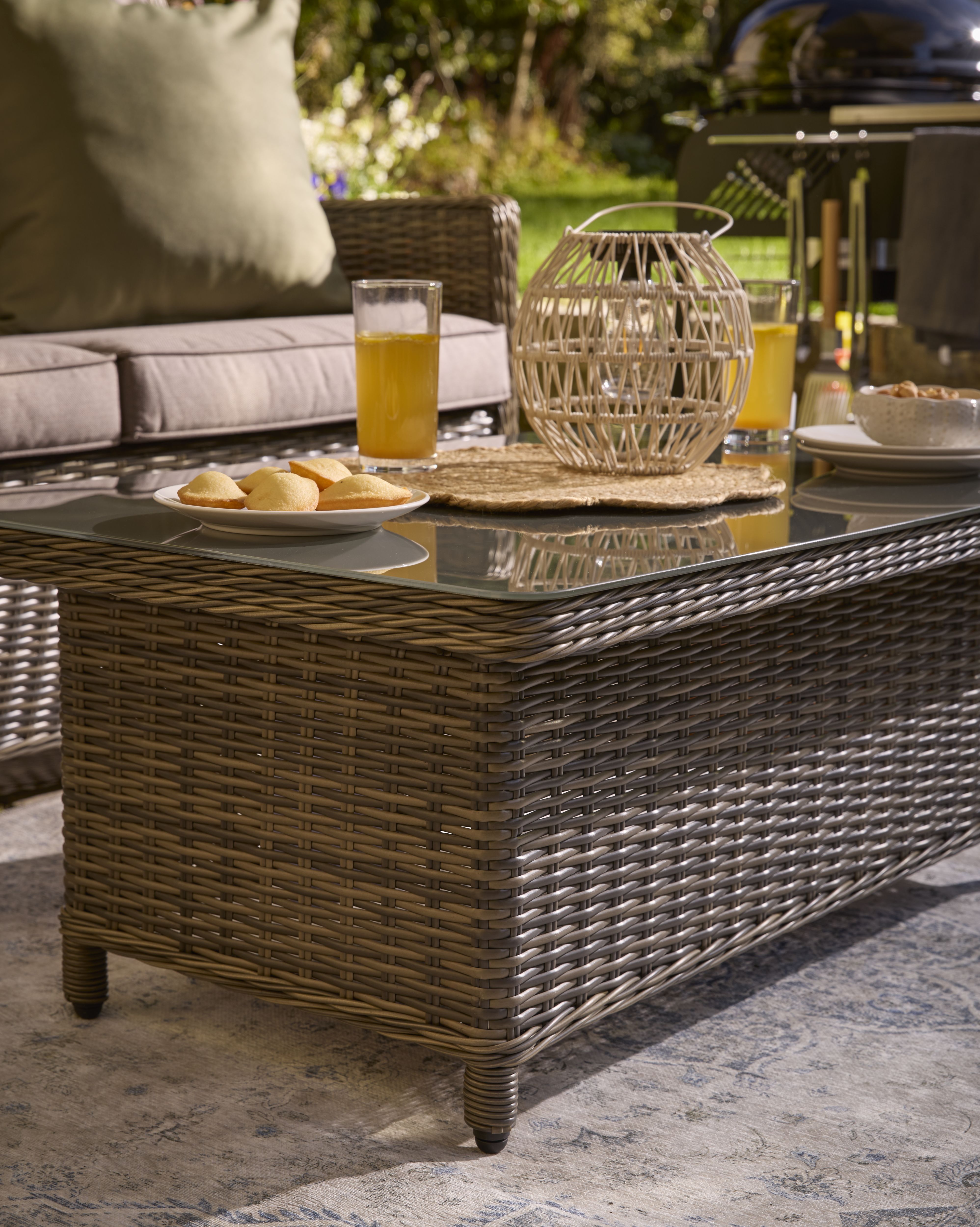GoodHome Emali Matt Brown Rattan effect 4 Seater Coffee set
