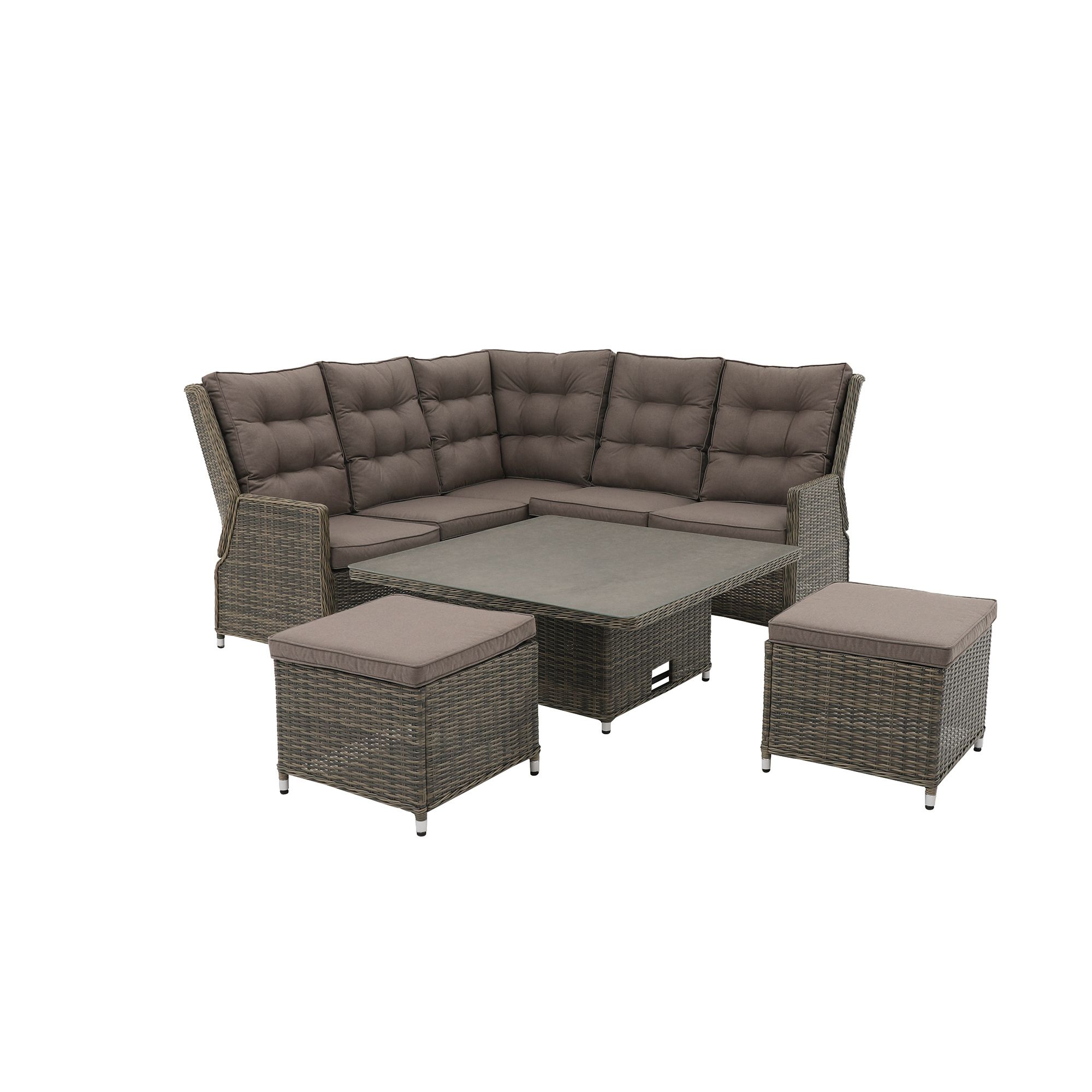 GoodHome Emali Matt Brown Rattan effect 7 Seater Corner Dining set