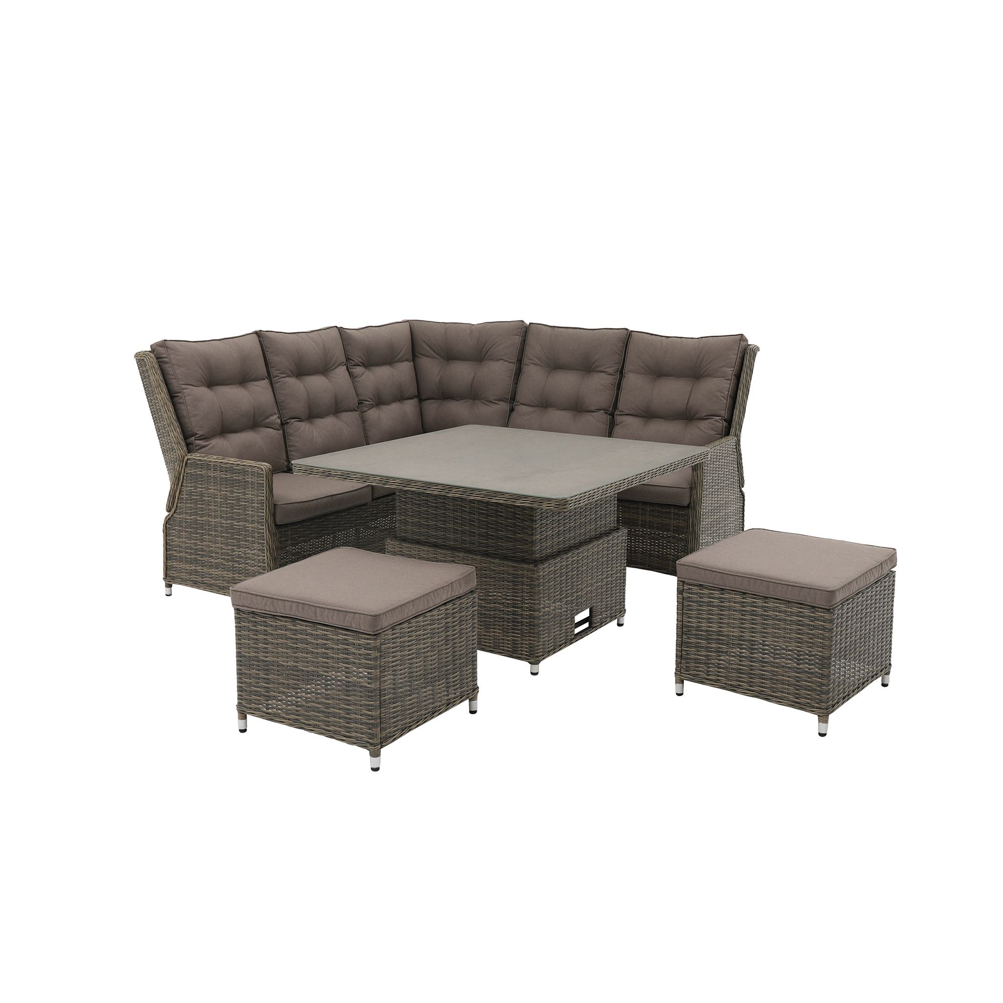 GoodHome Emali Matt Brown Rattan effect 7 Seater Corner Dining set