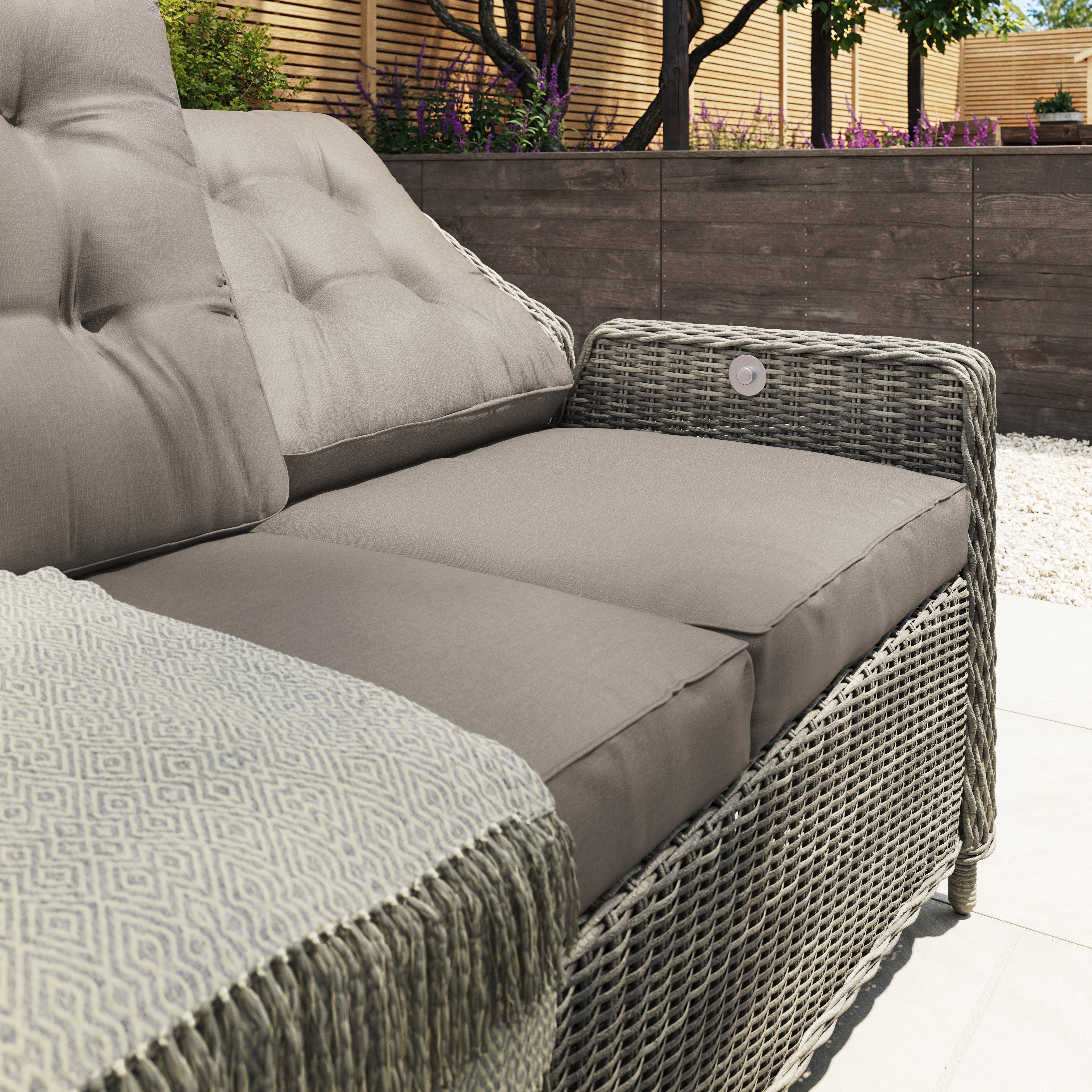 GoodHome Emali Matt Brown Rattan effect 7 Seater Corner Dining set