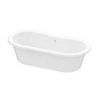 GoodHome Emba Gloss White Acrylic Freestanding Roll-top Double ended Bath (L)1700mm (W)800mm
