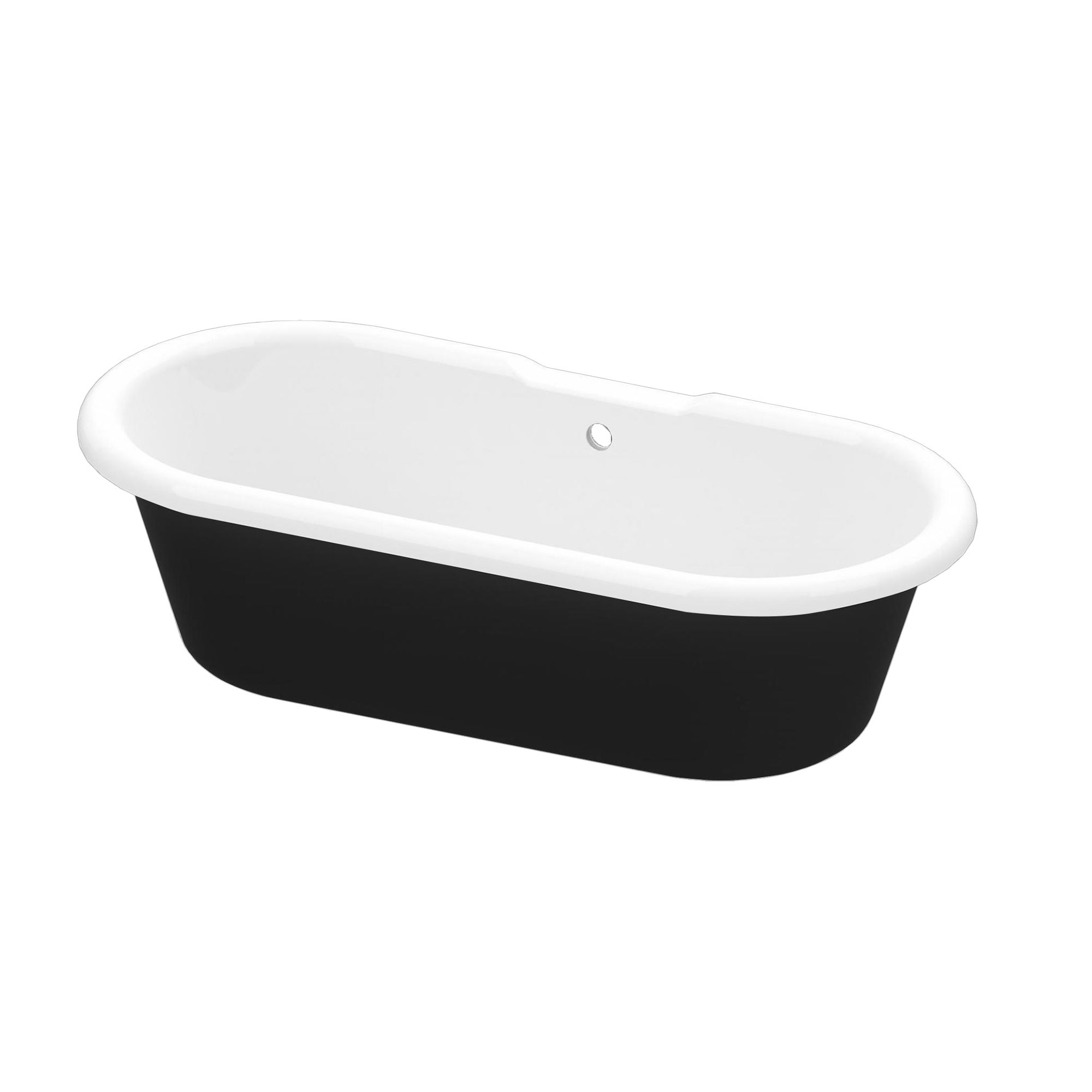 GoodHome Emba Matt Black Acrylic Freestanding Roll-top Double ended Bath (L)1700mm (W)800mm