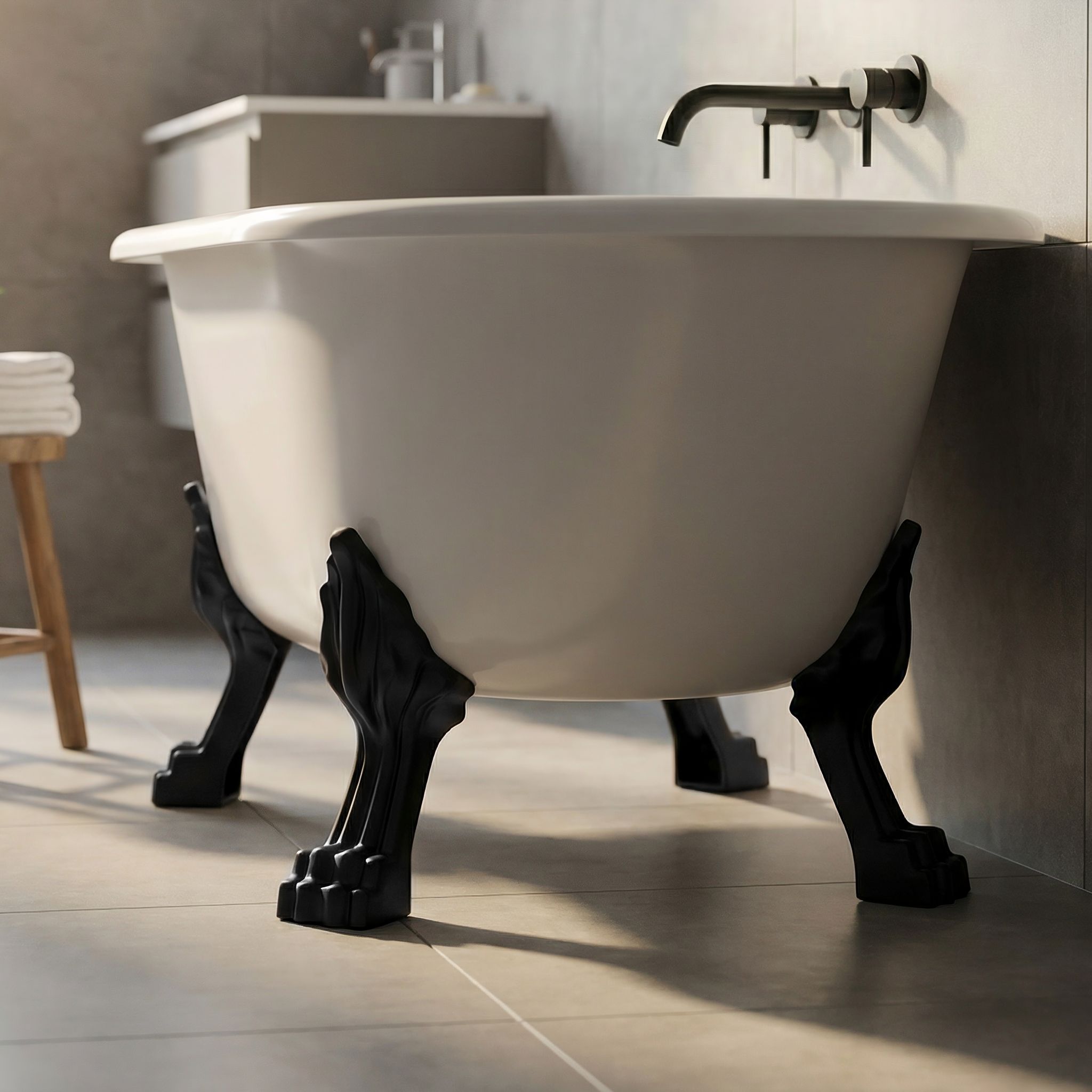 GoodHome Emba Traditional Black Metal & plastic Bath feet, Pack of 4