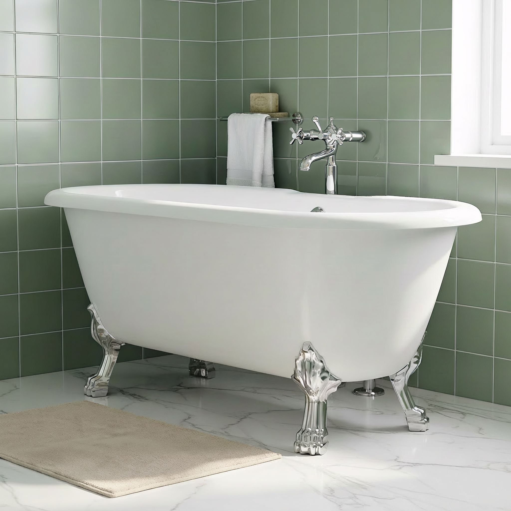 GoodHome Emba Traditional Chrome effect Metal & plastic Bath feet, Pack of 4