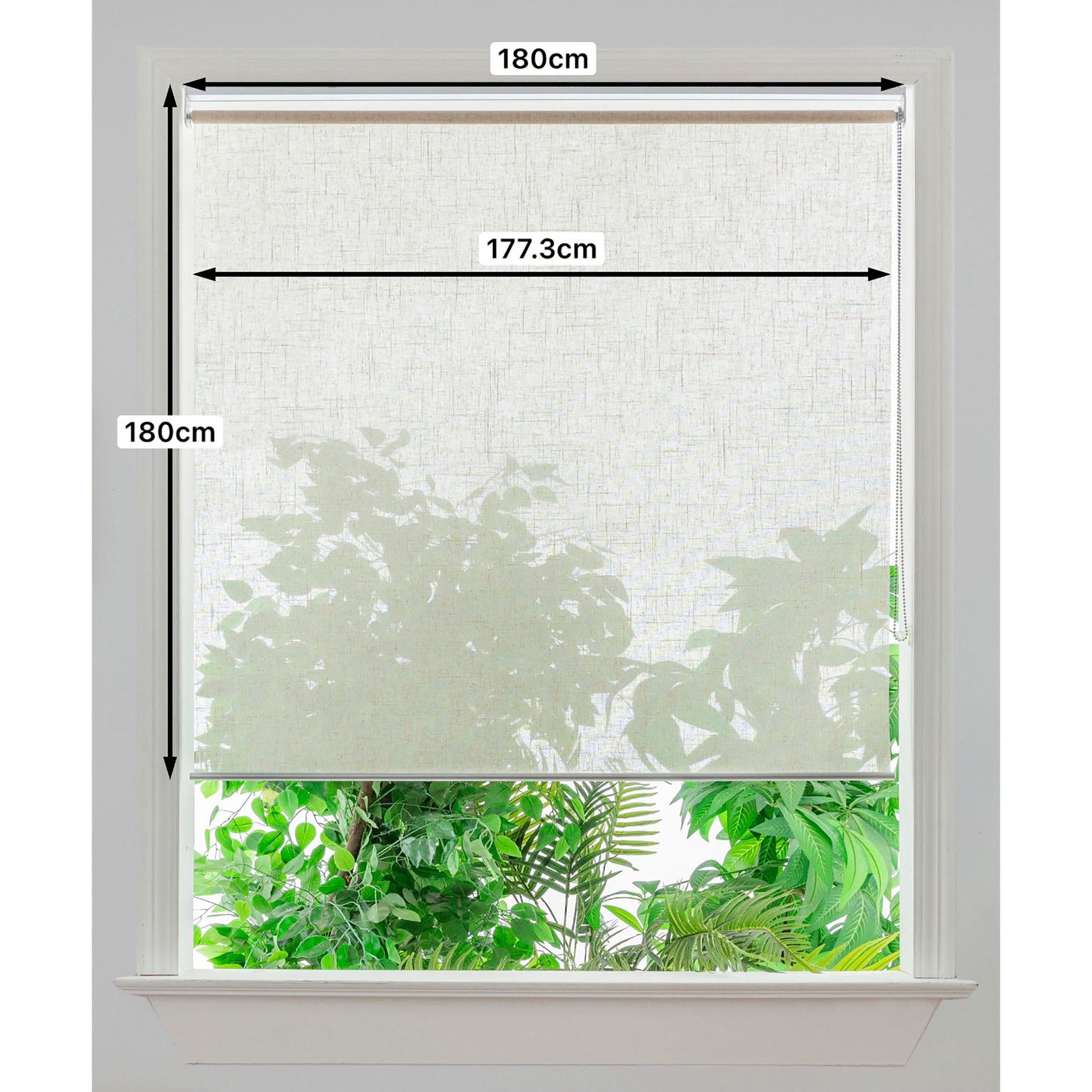 GoodHome Emini Corded Natural Sheer Roller Blind (W)180cm (L)180cm
