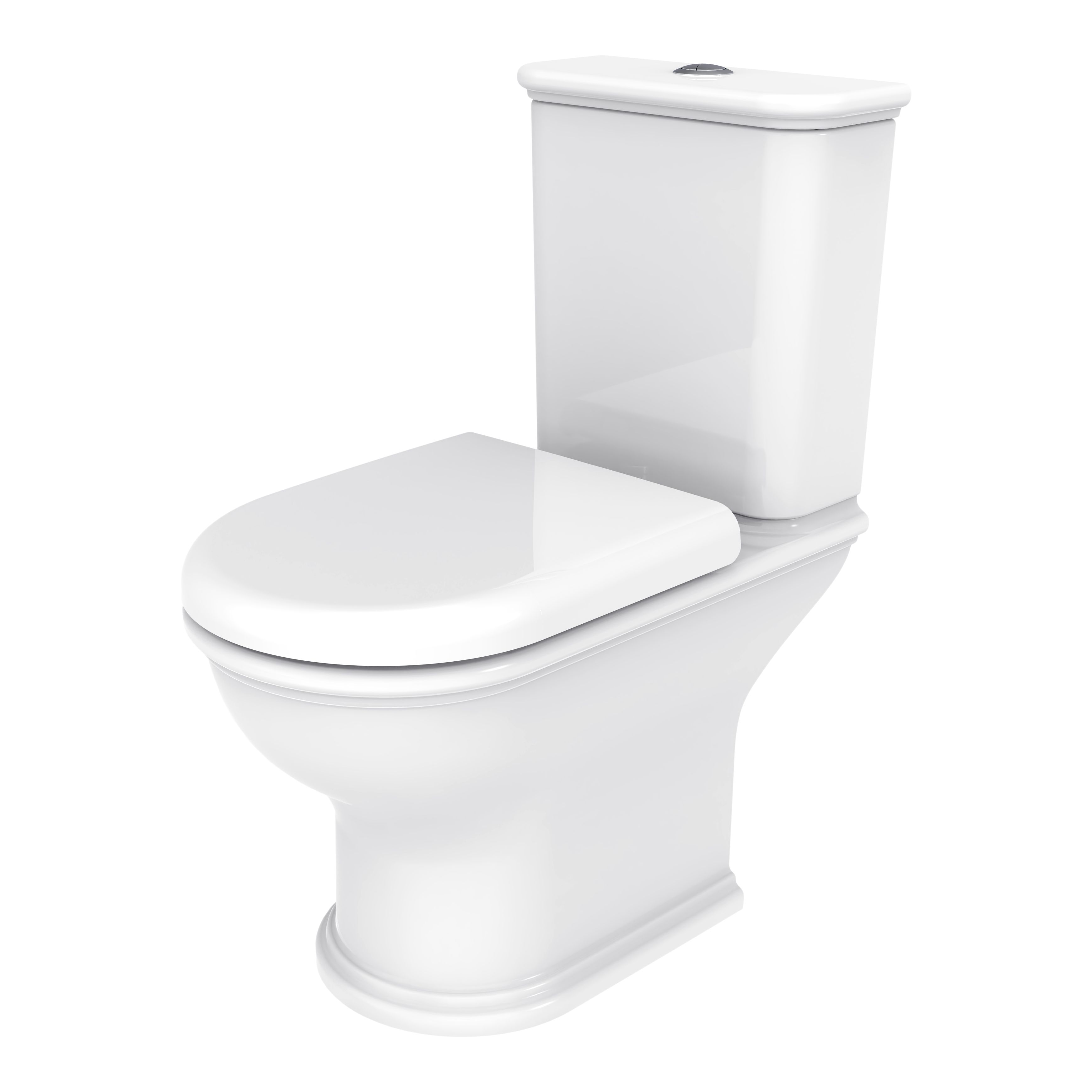 GoodHome Endell White Vortex rimless Round Close-coupled Toilet set ...