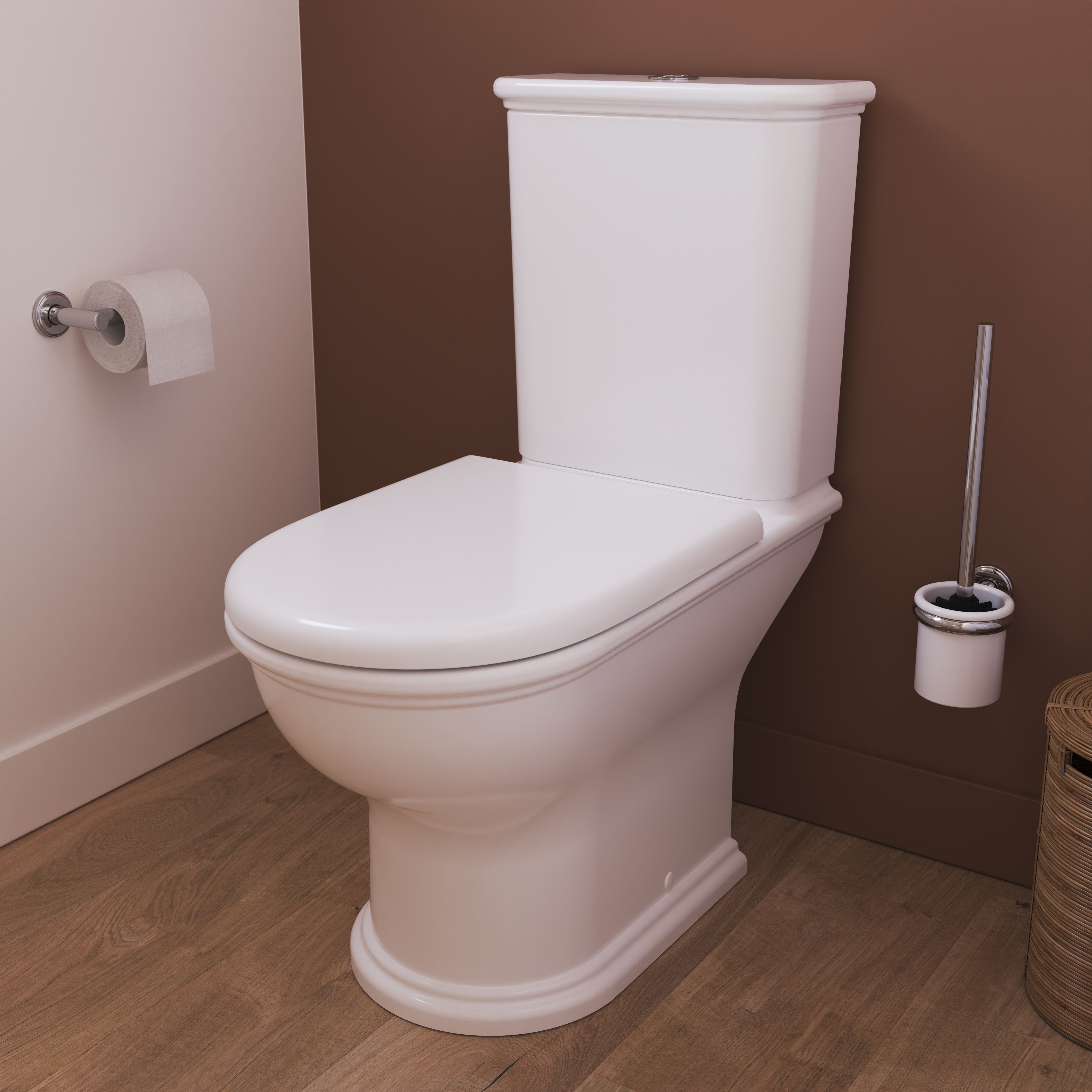GoodHome Endell White Vortex rimless Round Close-coupled Toilet set ...