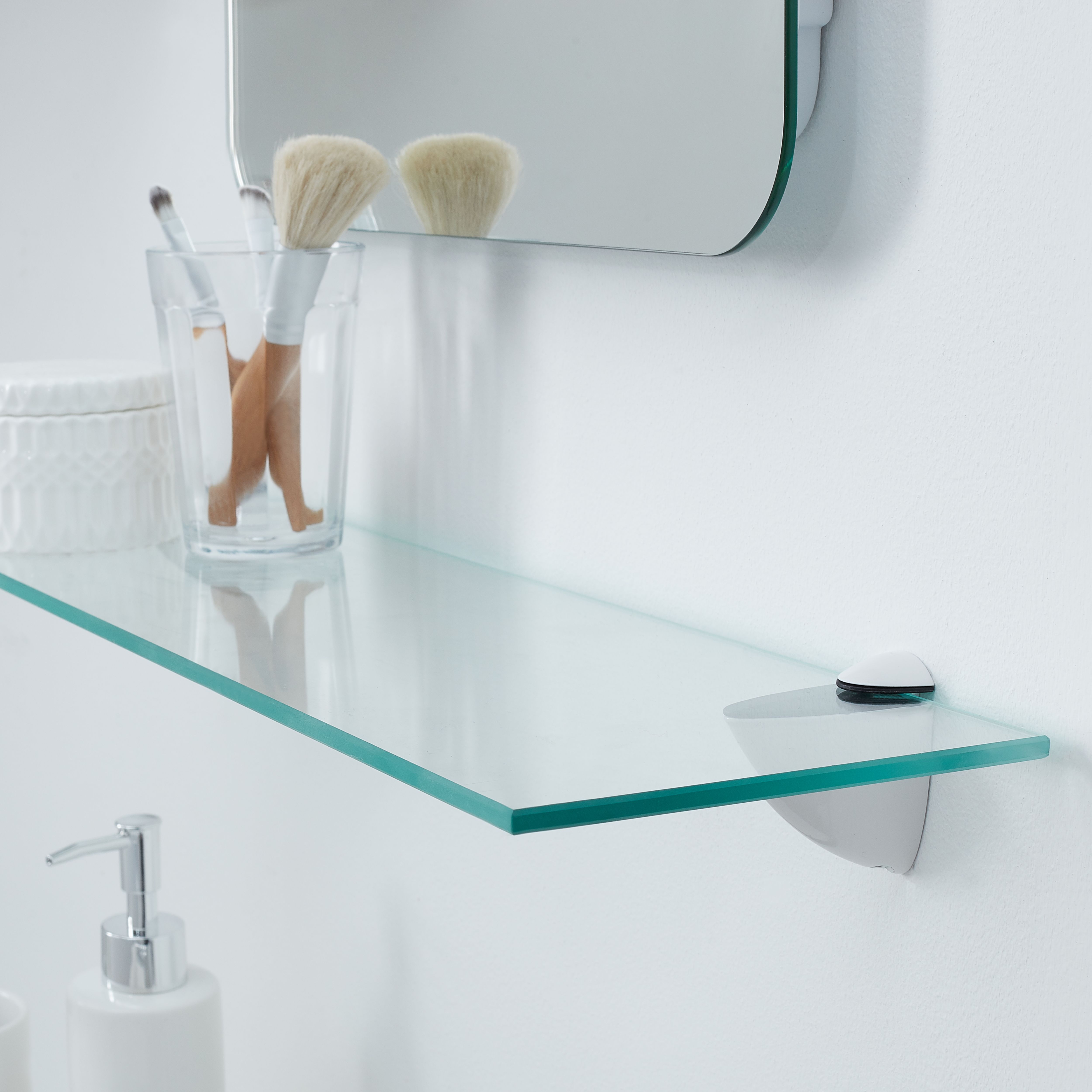 GoodHome Eono Glass Rectangular Floating shelf (L)60cm x (D)15cm