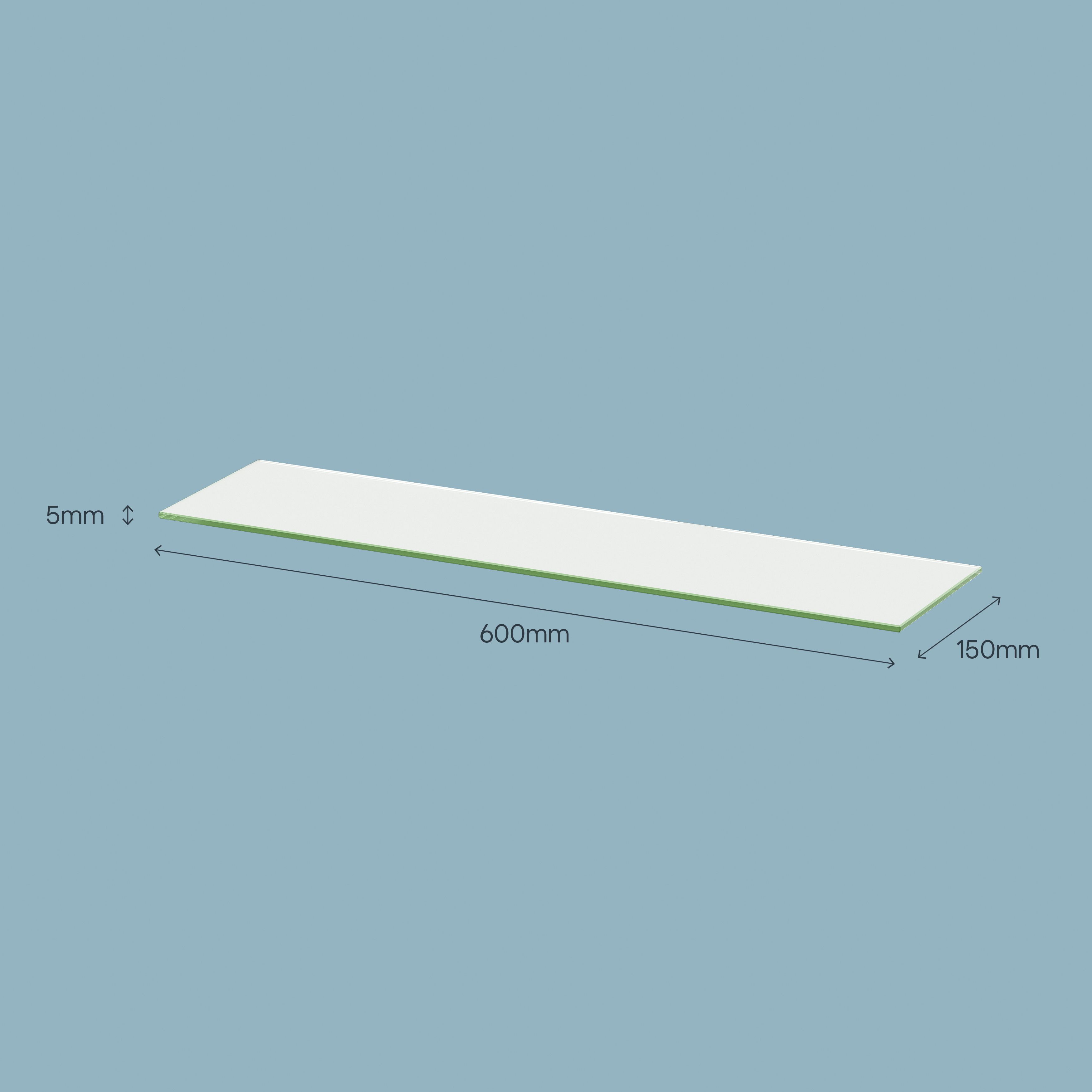 GoodHome Eono Glass Rectangular Floating shelf (L)60cm x (D)15cm