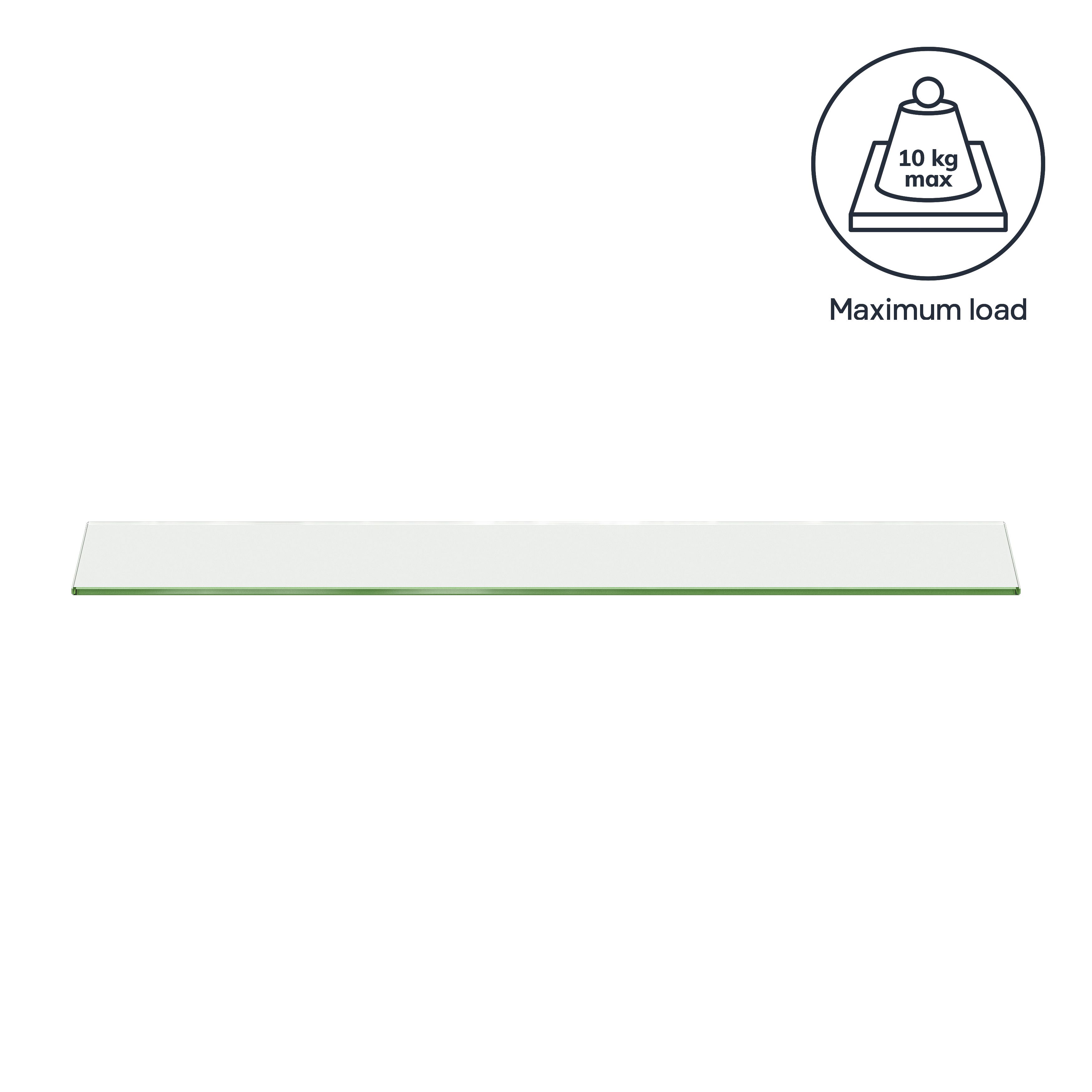 GoodHome Eono Glass Rectangular Floating shelf (L)60cm x (D)15cm