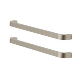 GoodHome Epazote Nickel effect Kitchen cabinets D-shaped Handle (L)20cm, Pack of 2