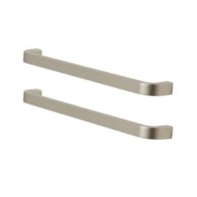 GoodHome Epazote Nickel effect Kitchen cabinets D-shaped Pull Handle (L)20cm (D)30mm, Pack of 2