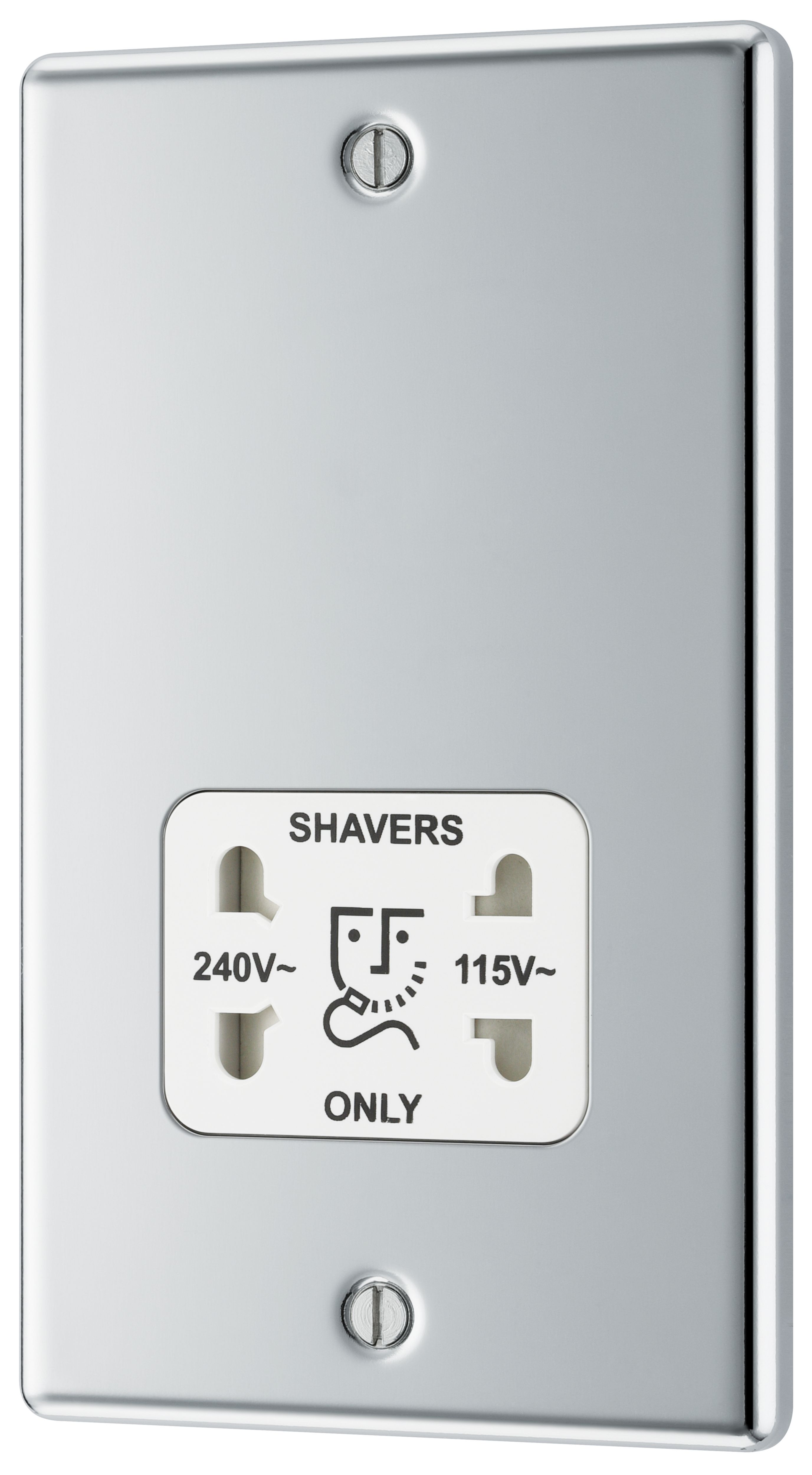 GoodHome EPC20W Double Raised rounded Screwed Shaver socket Gloss ...