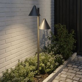 GoodHome Eriksson Black Mains-powered 2 lamp Integrated LED Outdoor Post light (H)1100mm