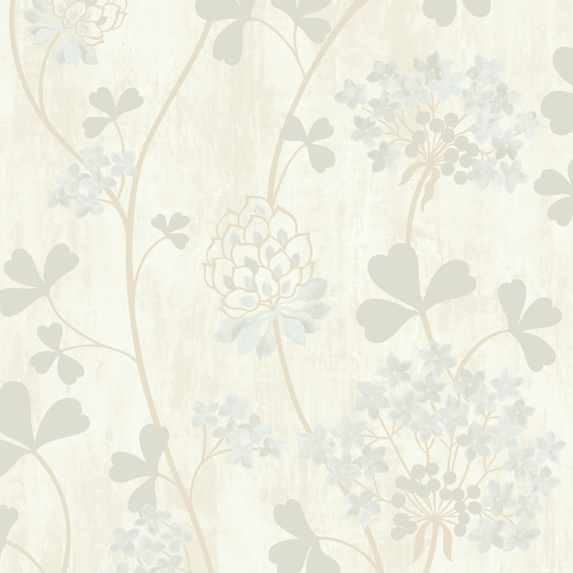 GoodHome Erosa Cream Glitter effect Floral Textured Wallpaper Sample