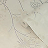 GoodHome Erosa Cream & grey Floral Glitter effect Textured Wallpaper