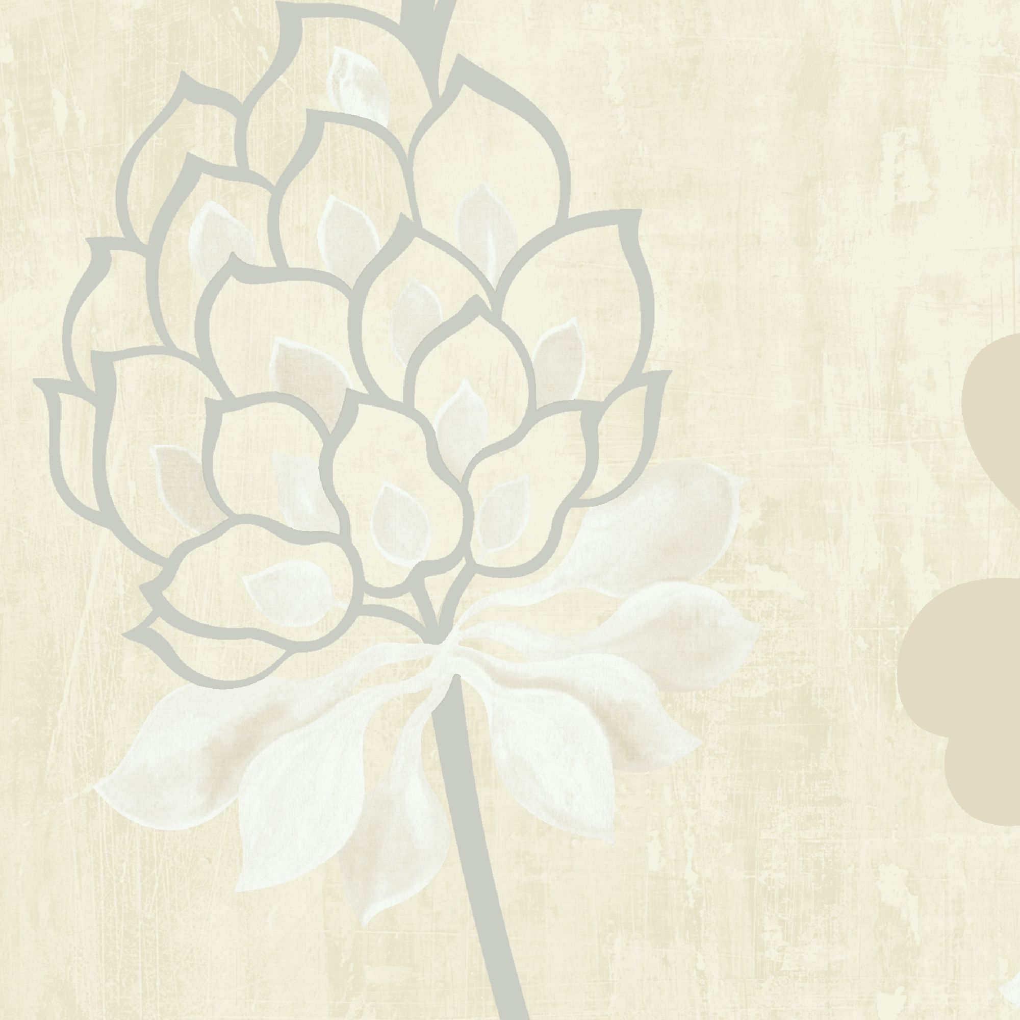 GoodHome Erosa Cream & grey Glitter effect Floral Textured Wallpaper Sample