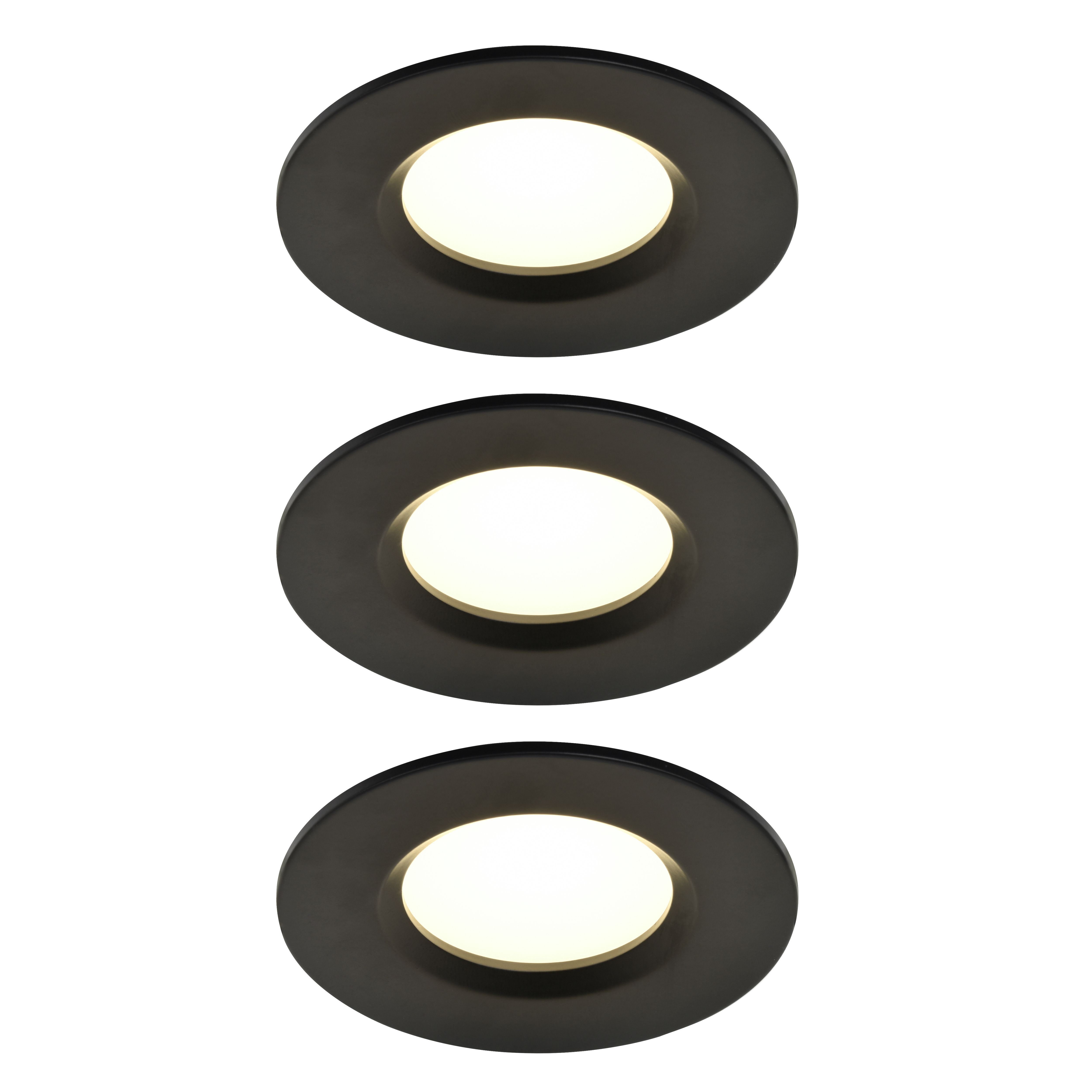 GoodHome Etana Black Non-adjustable LED Neutral white Downlight 4.7W IP65, Pack of 3