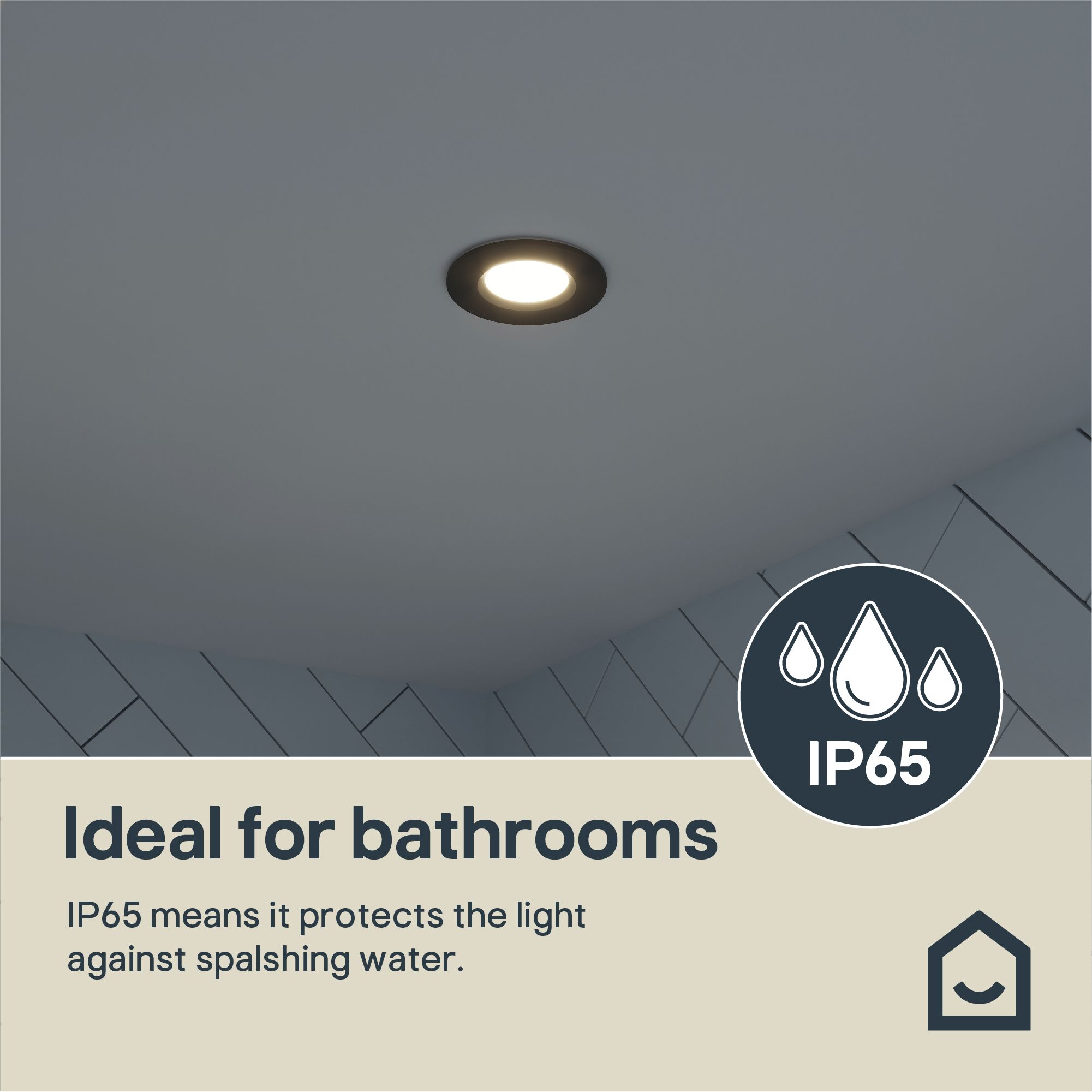 GoodHome Etana Black Non-adjustable LED Neutral white Downlight 4.7W IP65