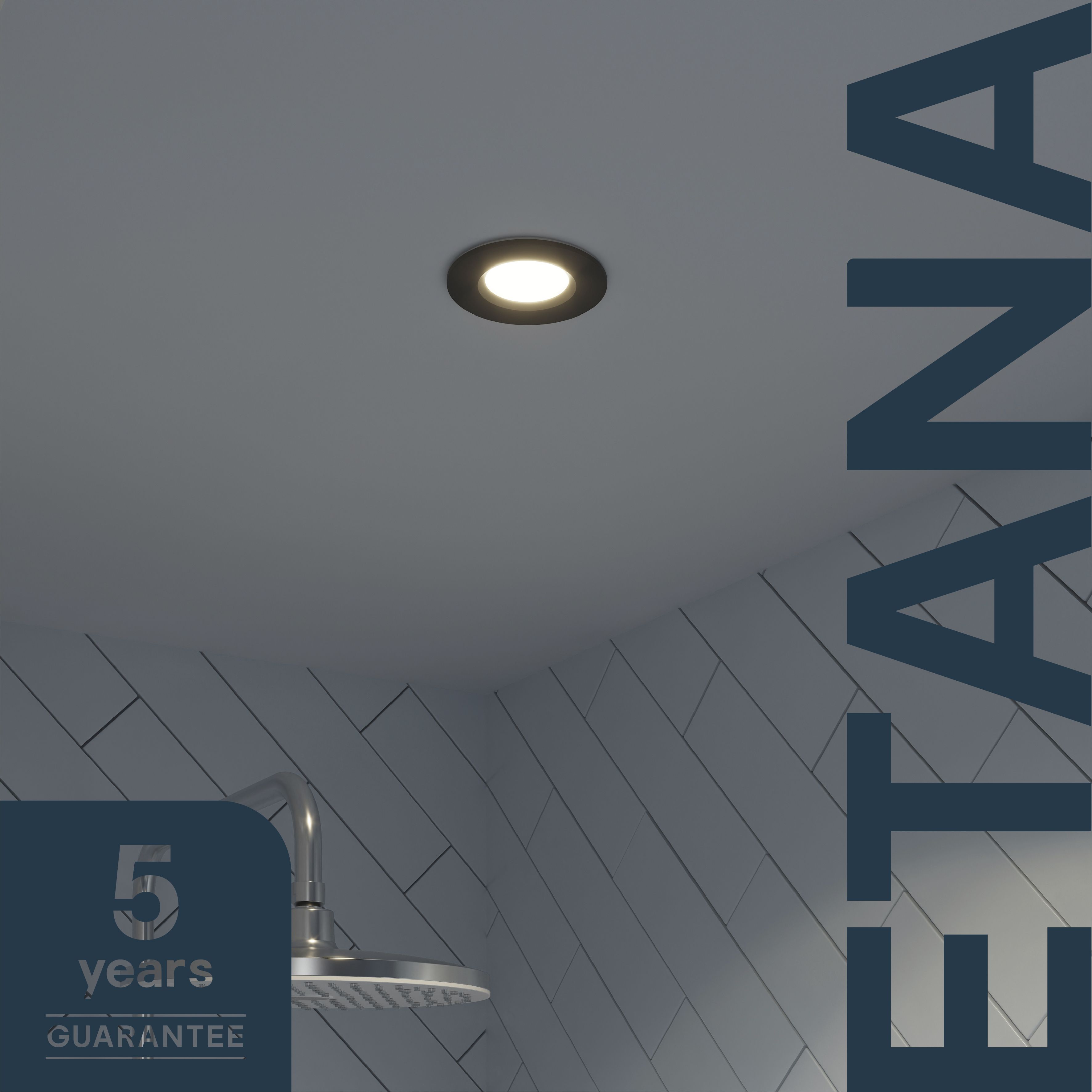 GoodHome Etana Black Non-adjustable LED Neutral white Downlight 4.7W IP65