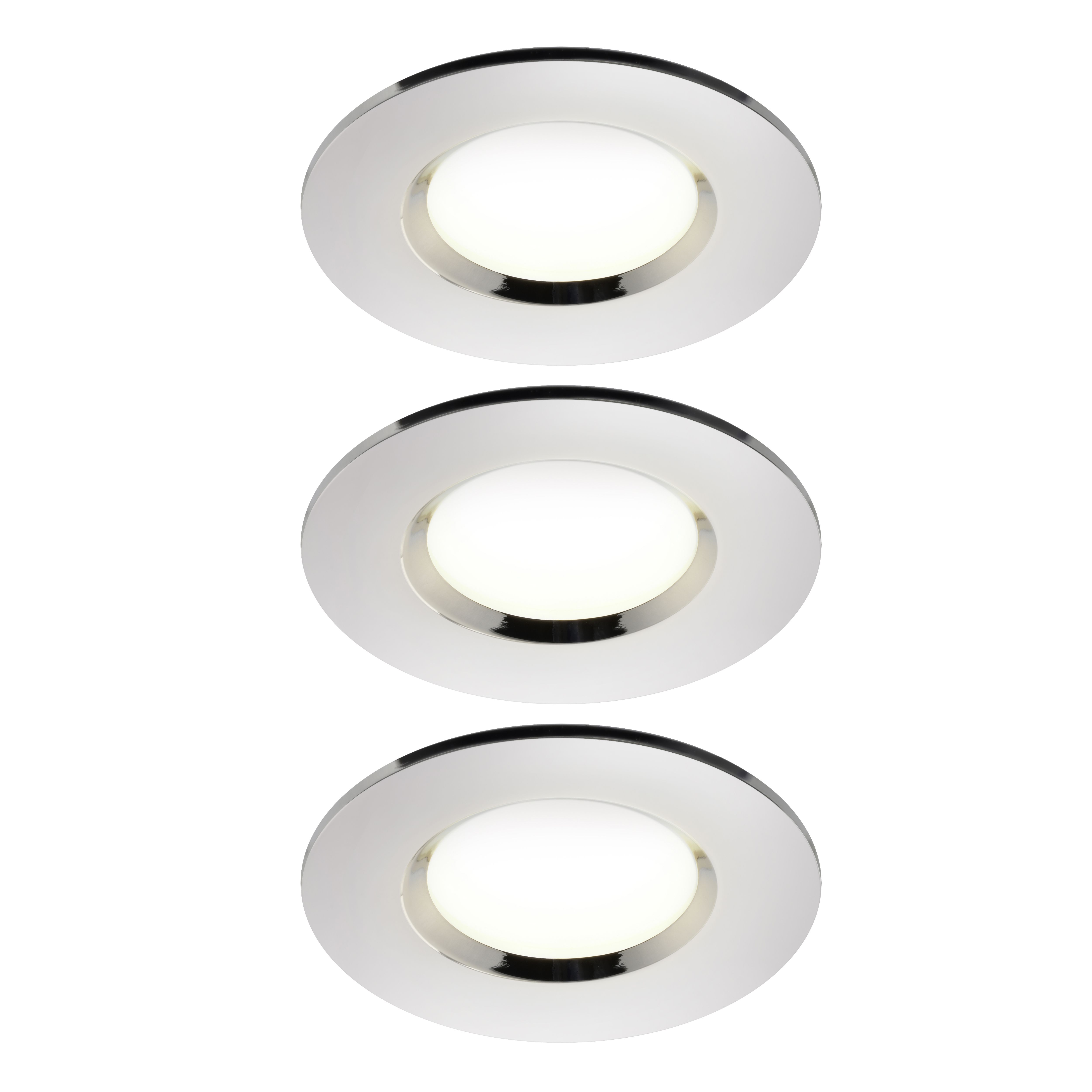 GoodHome Etana Polished Chrome effect Non-adjustable LED Neutral white Downlight 4.7W IP65, Pack of 3