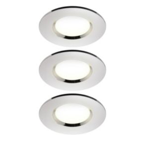 GoodHome Etana Polished Chrome effect Non-adjustable LED Neutral white Downlight 4.7W IP65, Pack of 3