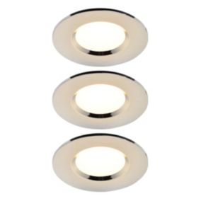 GoodHome Etana Polished Chrome effect Non-adjustable LED Warm white Downlight 4.7W IP65, Pack of 3