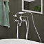 GoodHome Etel Chrome effect Ceramic disk Floor-mounted Single Mono mixer tap with shower kit