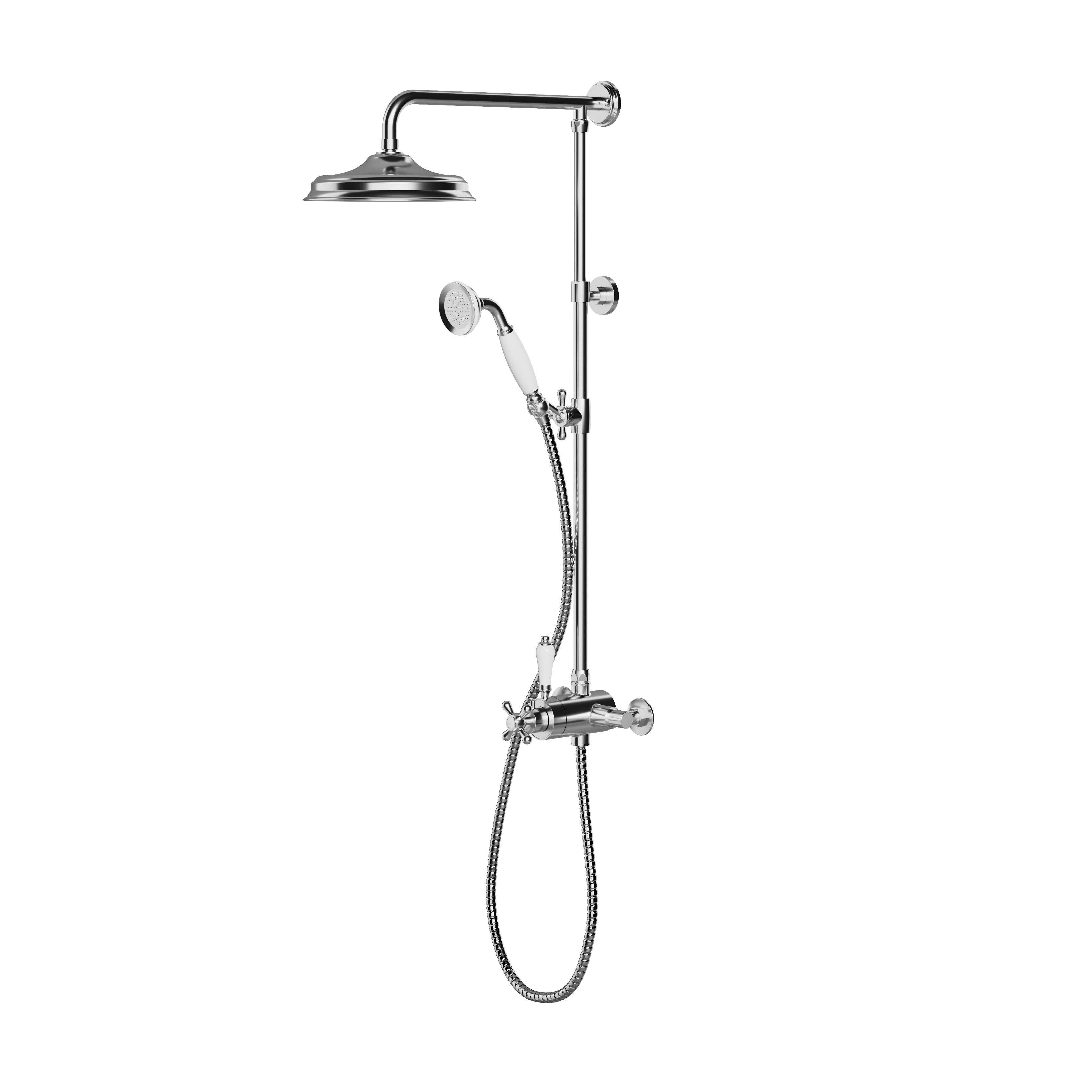 GoodHome Etel Chrome effect Thermostatic Multi head shower